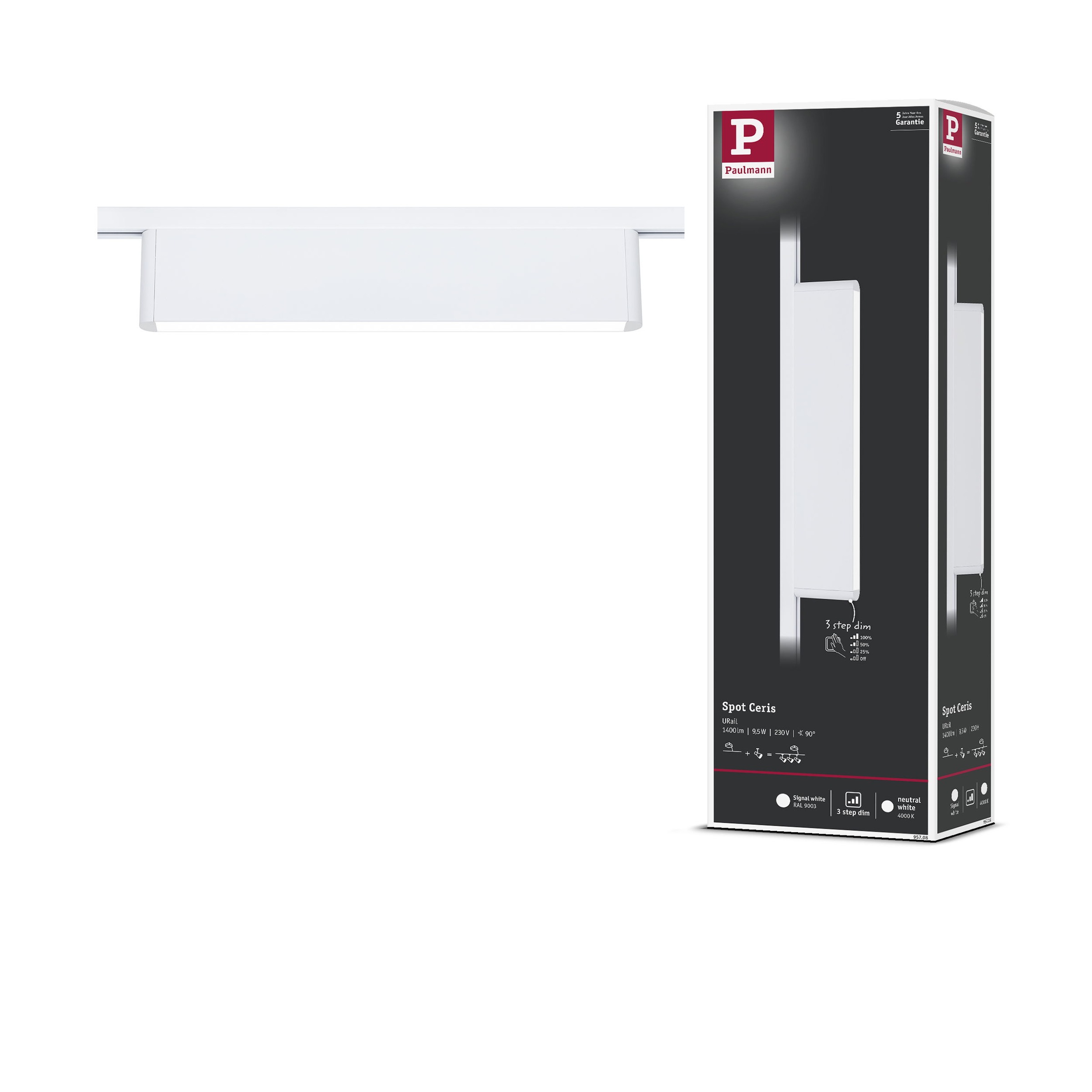 Paulmann Schienensystem-Leuchten »Ceris 850lm 9,5W 4000K dimmbar 230V« LED-Modul 1 Stk. Neutralweiß 3-Step-Dim