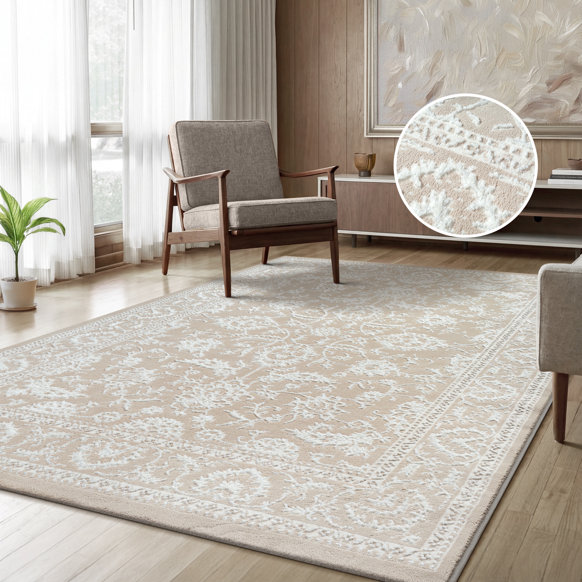 Sanat Teppich »Harmony 3221, auch als Läufer und rund« rechteckig 12 mm Höhe Wohnzimmer, Kurzflor, modern,  Orient Optik, Schlafzimmer