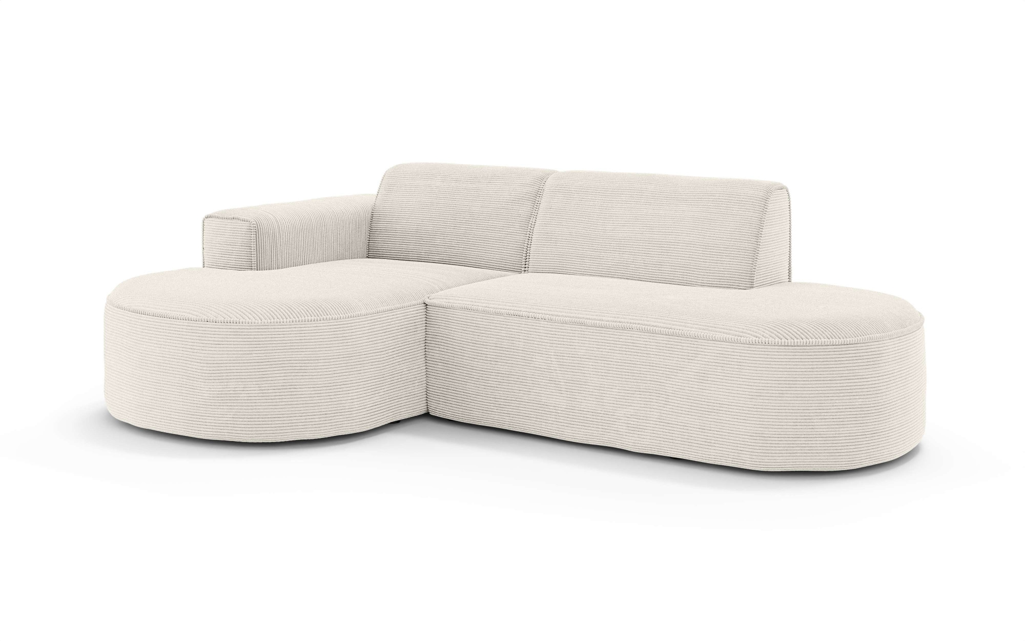 OTTO home Ecksofa »ADELLA XL Design-Sofa mit Recamiere rechts/links, 263/159/76 cm«, L-Form XL mit Wellenunterfederung, runde Form, auch in Cord