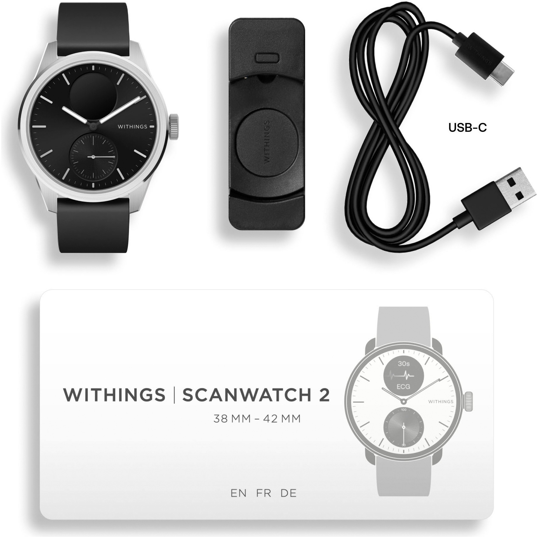 Withings Smartwatch »ScanWatch 2 42mm«, HealthSense OS,)
