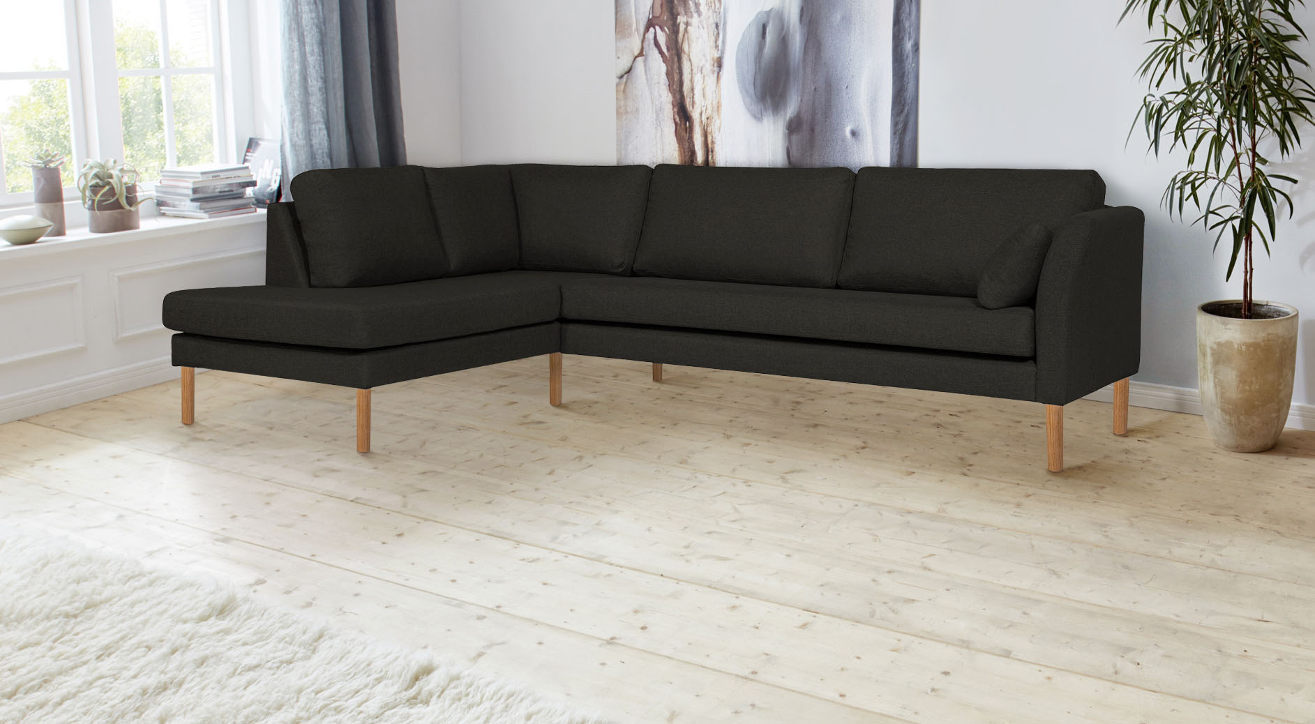 andas Ecksofa "Grenzda, L-Form," mit Holzfüßen