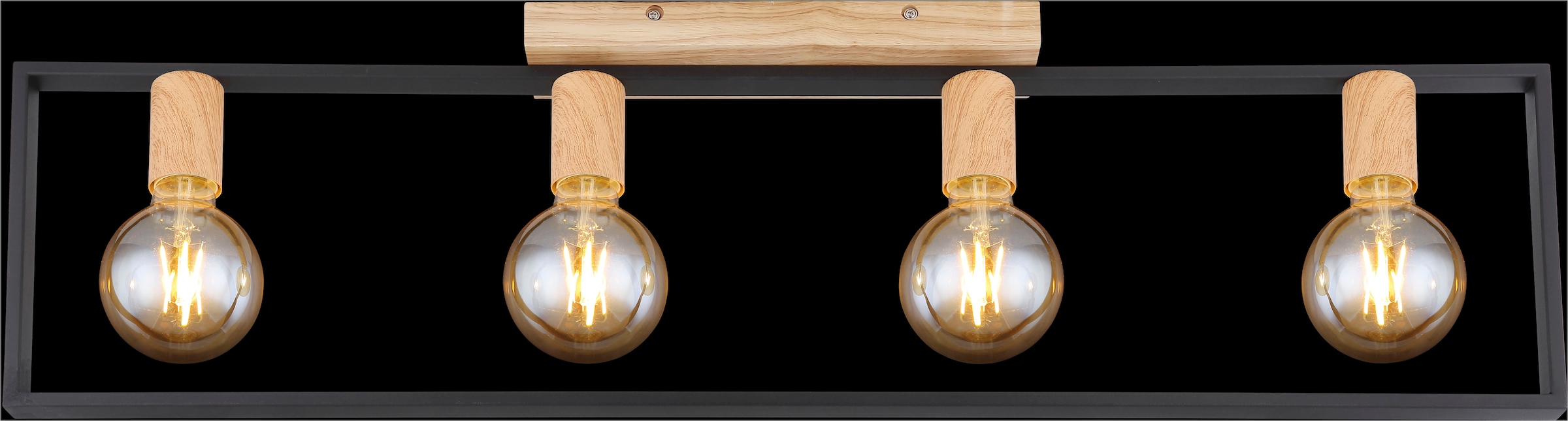 GLOBO LIGHTING Deckenleuchte »DANIEL« E27 1 Stk. LED Deckenleuchte schwarz matt mit Holzoptik, modern