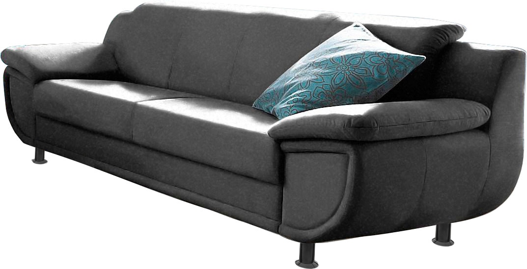 TRENDMANUFAKTUR 3-Sitzer »Rondo, Breite 207 cm, breite Armlehnen, Füße schwarz«, Big-Sofa wahlweise mit Federkern, in verschiedenen Bezügen bestellbar