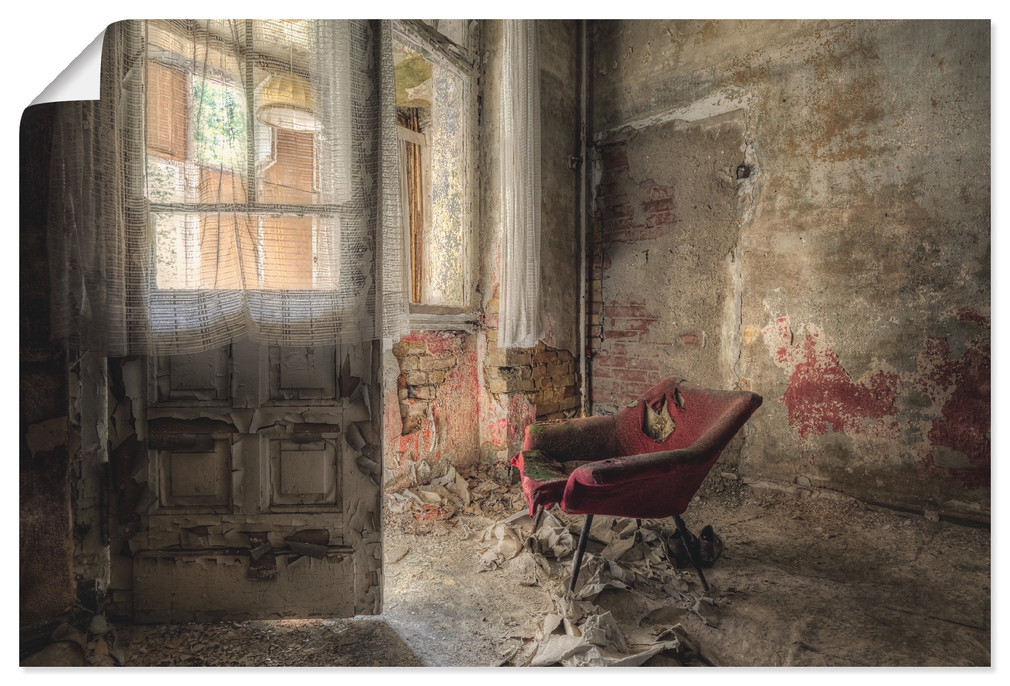 Artland Wandbild »Lost BAUR Innenarchitektur, kaufen I«, Sessel versch. Leinwandbild, Größen roter - Wandaufkleber oder St.), Alubild, Place (1 Poster in als 