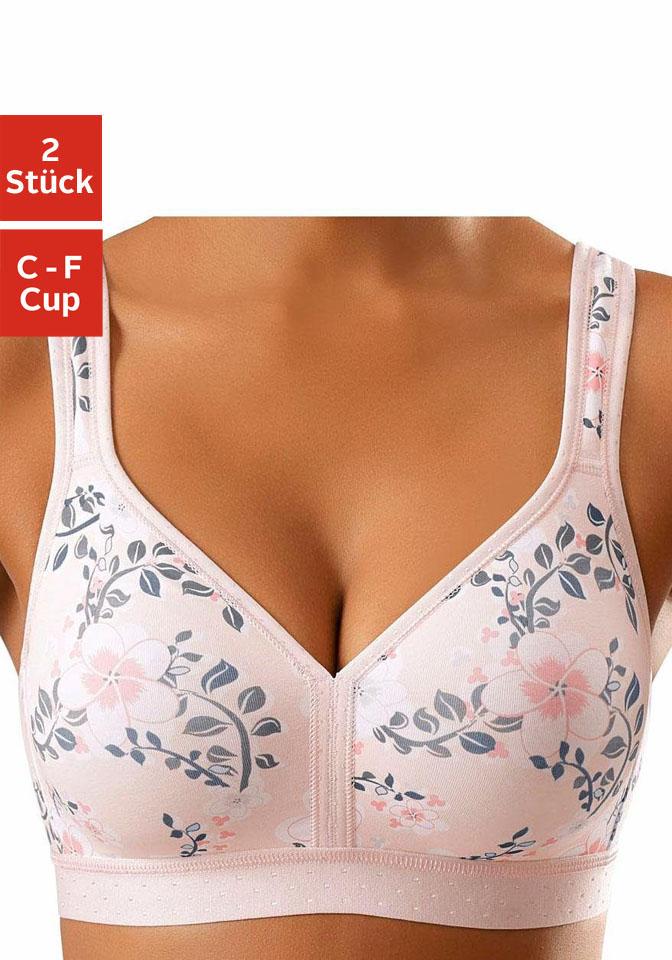 petite fleur by Lascana Entlastungs-BH ", BH ohne Bügel, Baumwoll-BH, Soft-BH" Packung, mit breiten Trägern, große Größen, bequemer BH