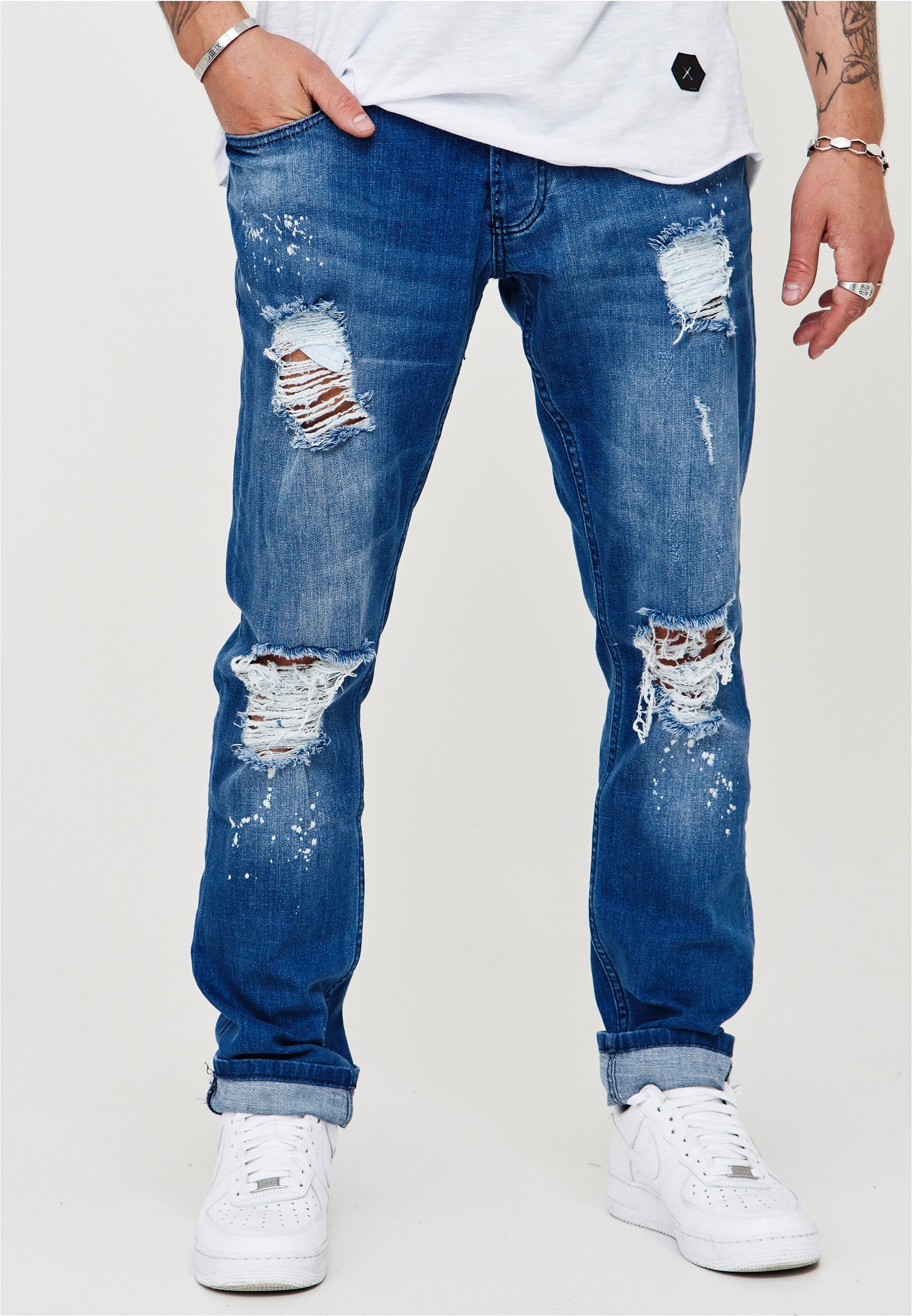 behype Slim-fit-Jeans »SLY«, mit Destroyed-Elementen
