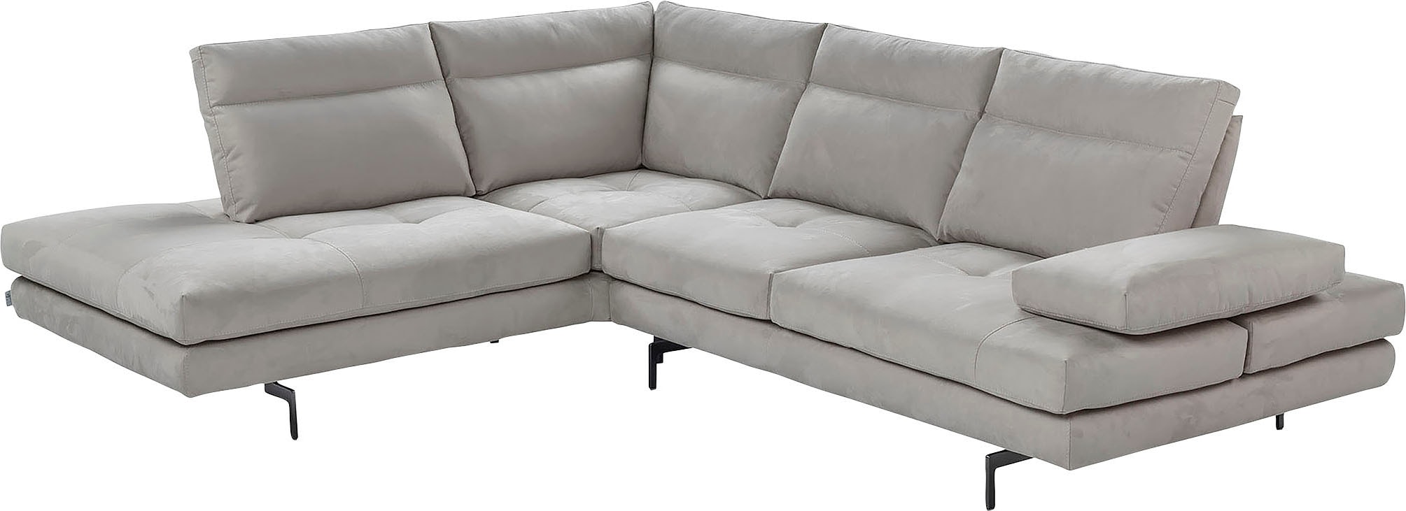 CALIA ITALIA Ecksofa "Toby Wing, B/T: 288/232 cm, Designsofa mit sensationellem Sitzkomfort" L-Form, Sitztiefenverstellung, funktionale Ecke, Füße in schwarz matt