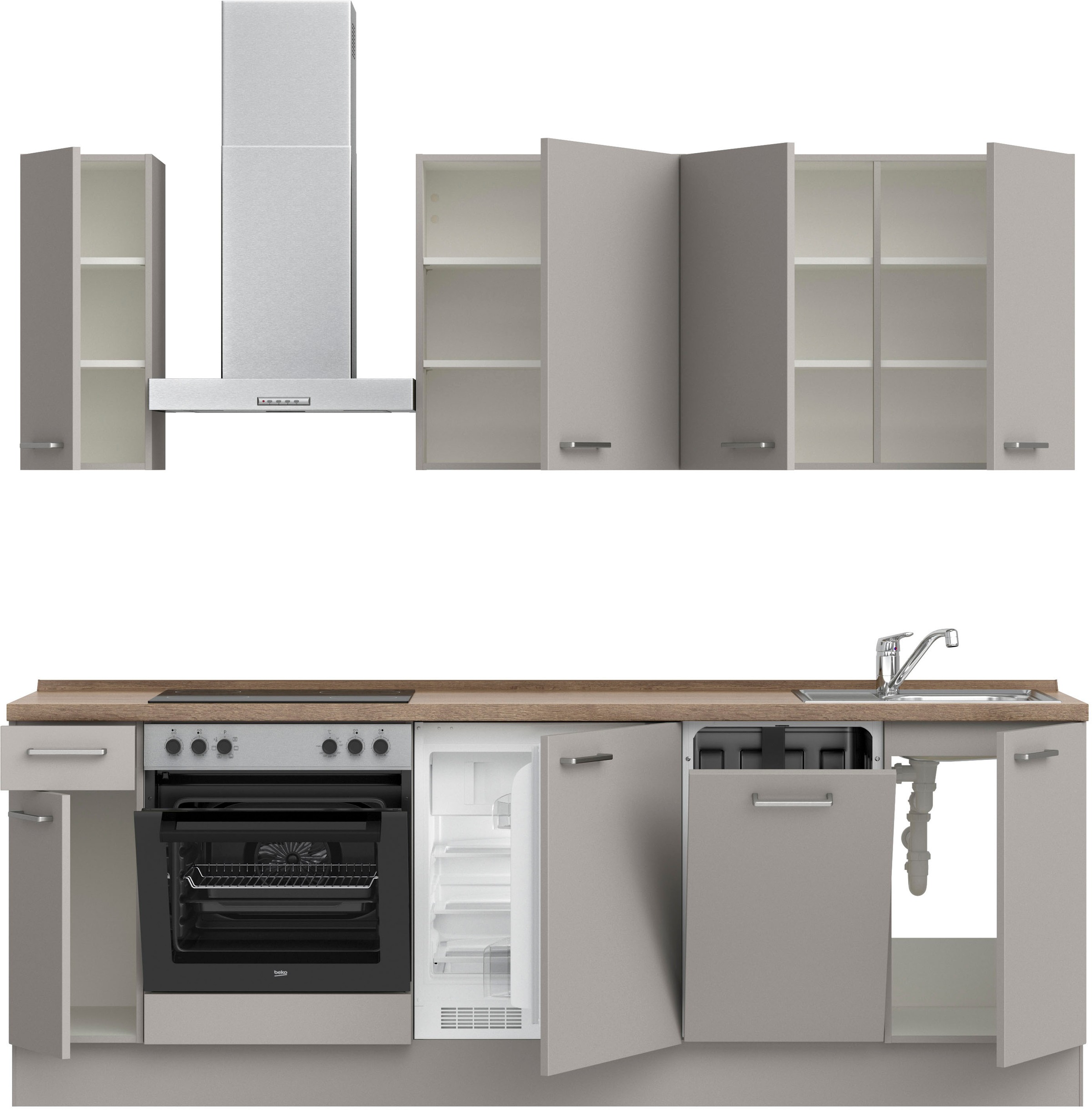 nobilia® Küchenzeile »"Touch I"«, vormontiert, Ausrichtung wählbar, Breite 240 cm, wahlw. mit E-Geräten