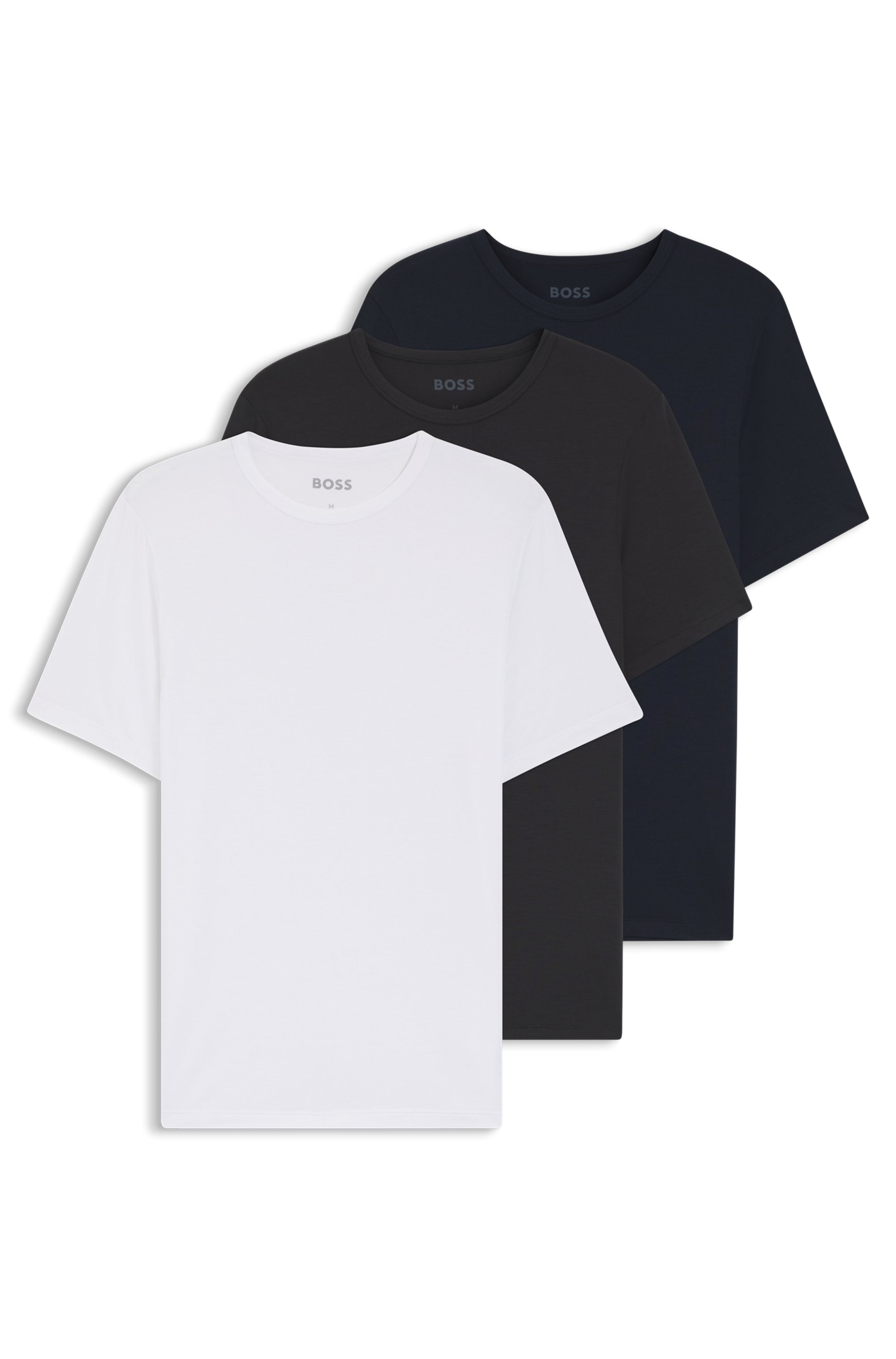 BOSS T-Shirt "TShirt RN 3P Natura", 3 Stk. einfarbiges T-Shirt mit Markenla günstig online kaufen