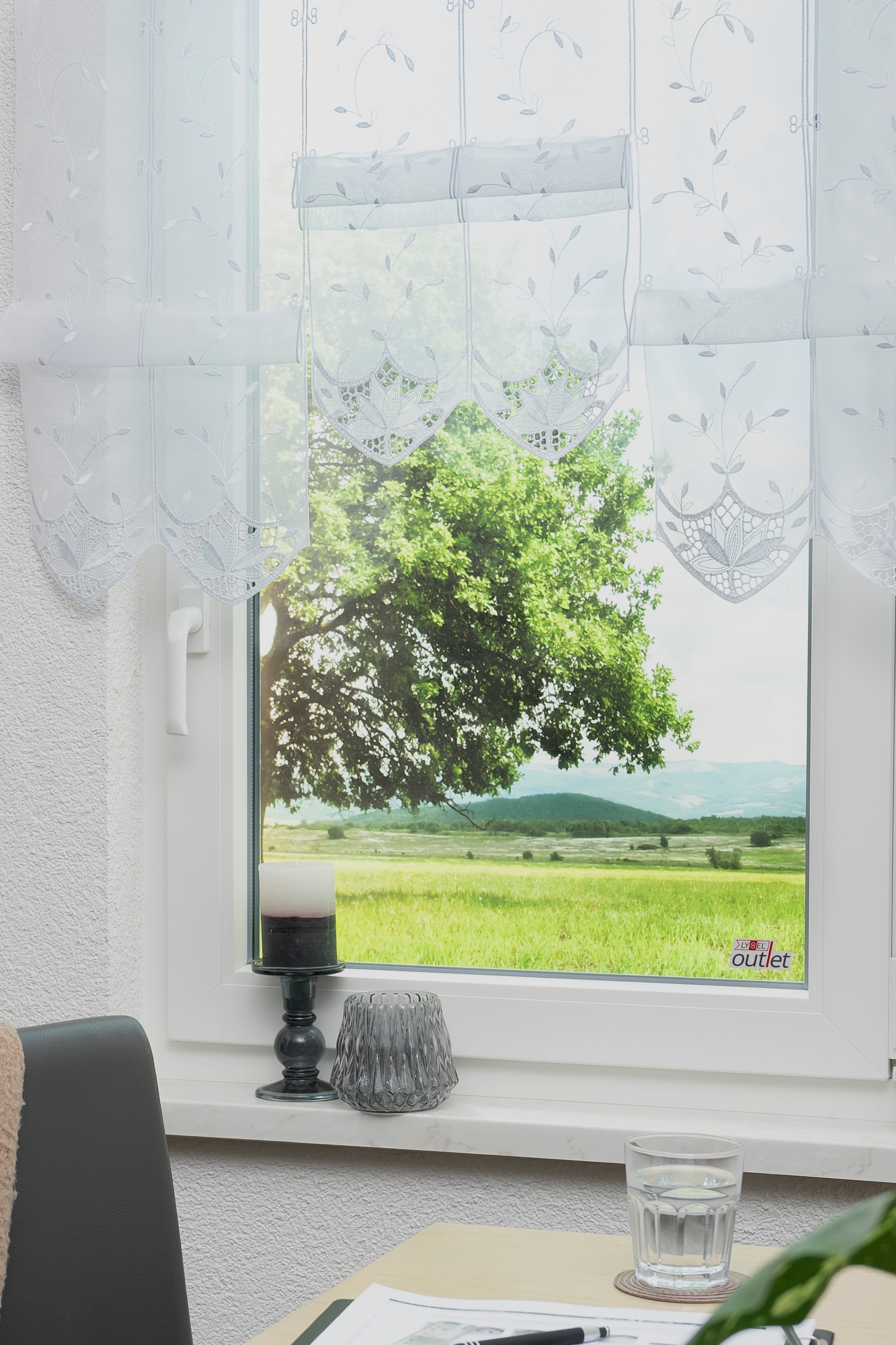 Stickereien Plauen Scheibengardine "Annalena" Stangendurchzug 1 Stk. tlg. günstig online kaufen