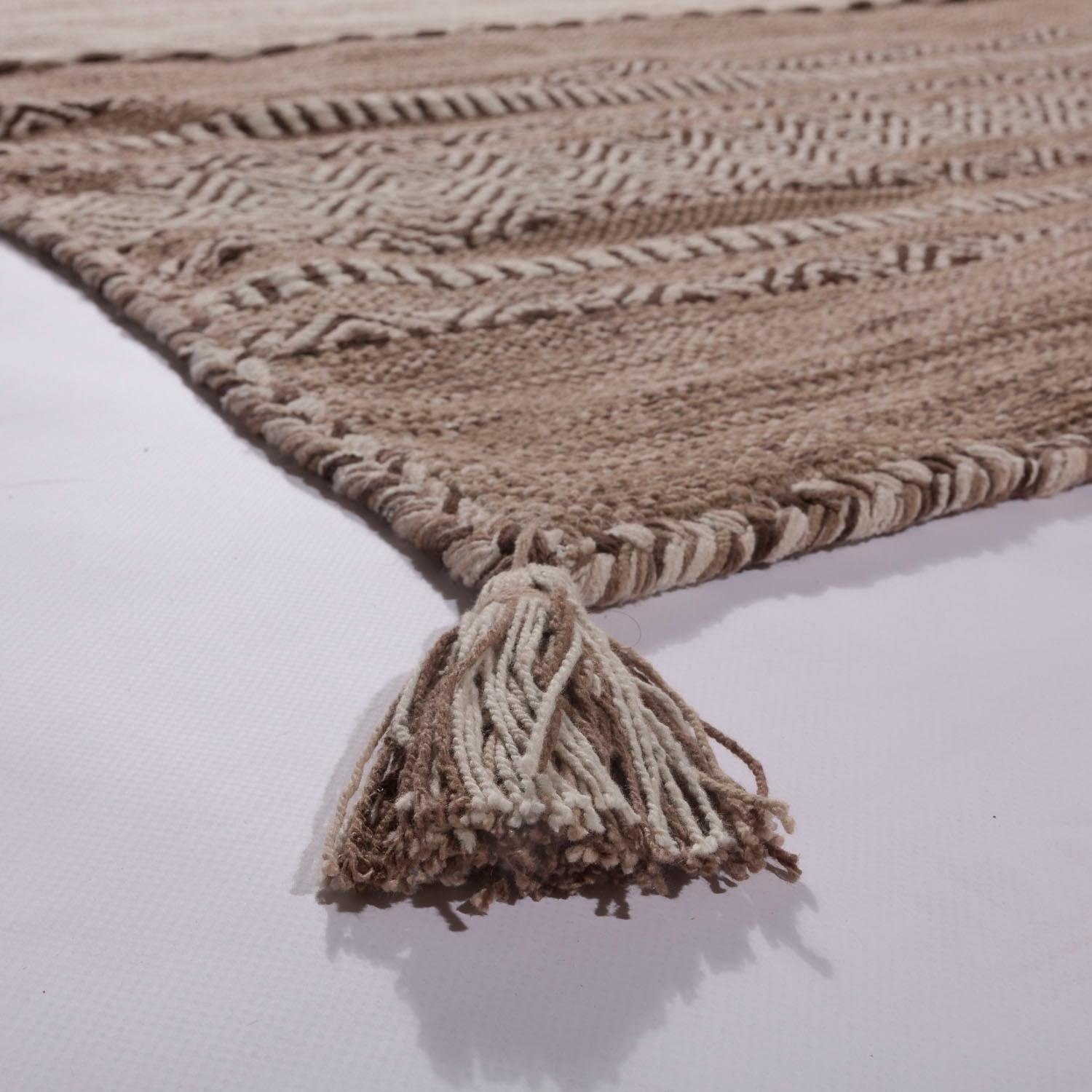 Paco Home Teppich »Kilim 217«, rechteckig, 12 mm Höhe, handgewebter Wendeteppich, reine Baumwolle, gestreift, Wohnzimmer