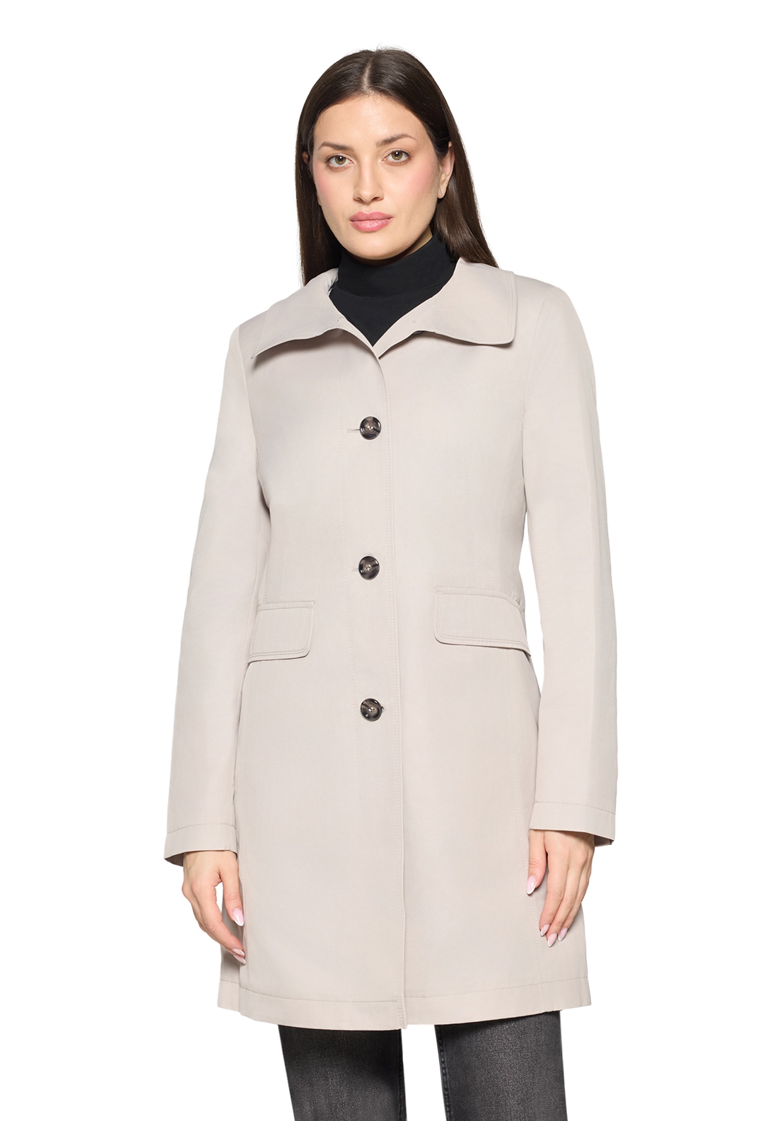 Sommerjacke GIL BRET "Damen mit Stehkragen", Damen, Gr. 46, hellgrau, Web, Obermaterial: 58% Baumwolle, 42% Polyester; Futter: 100% Polyester, tailliert, Jacken