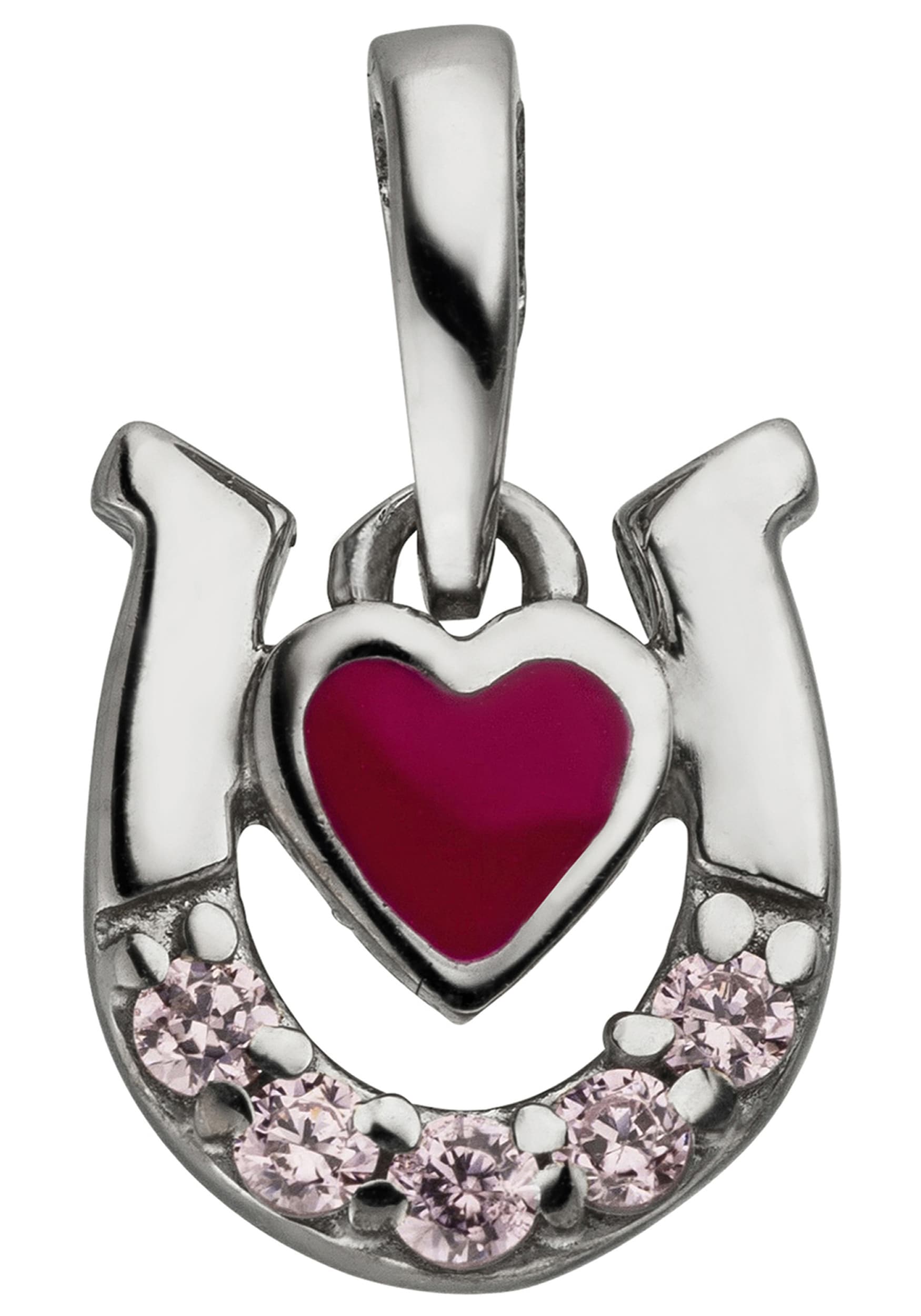 JOBO Kettenanhänger »Anhänger Hufeisen Herz«, 925 Silber mit 5 rosa Zirkonia  bestellen | BAUR | Kettenanhänger