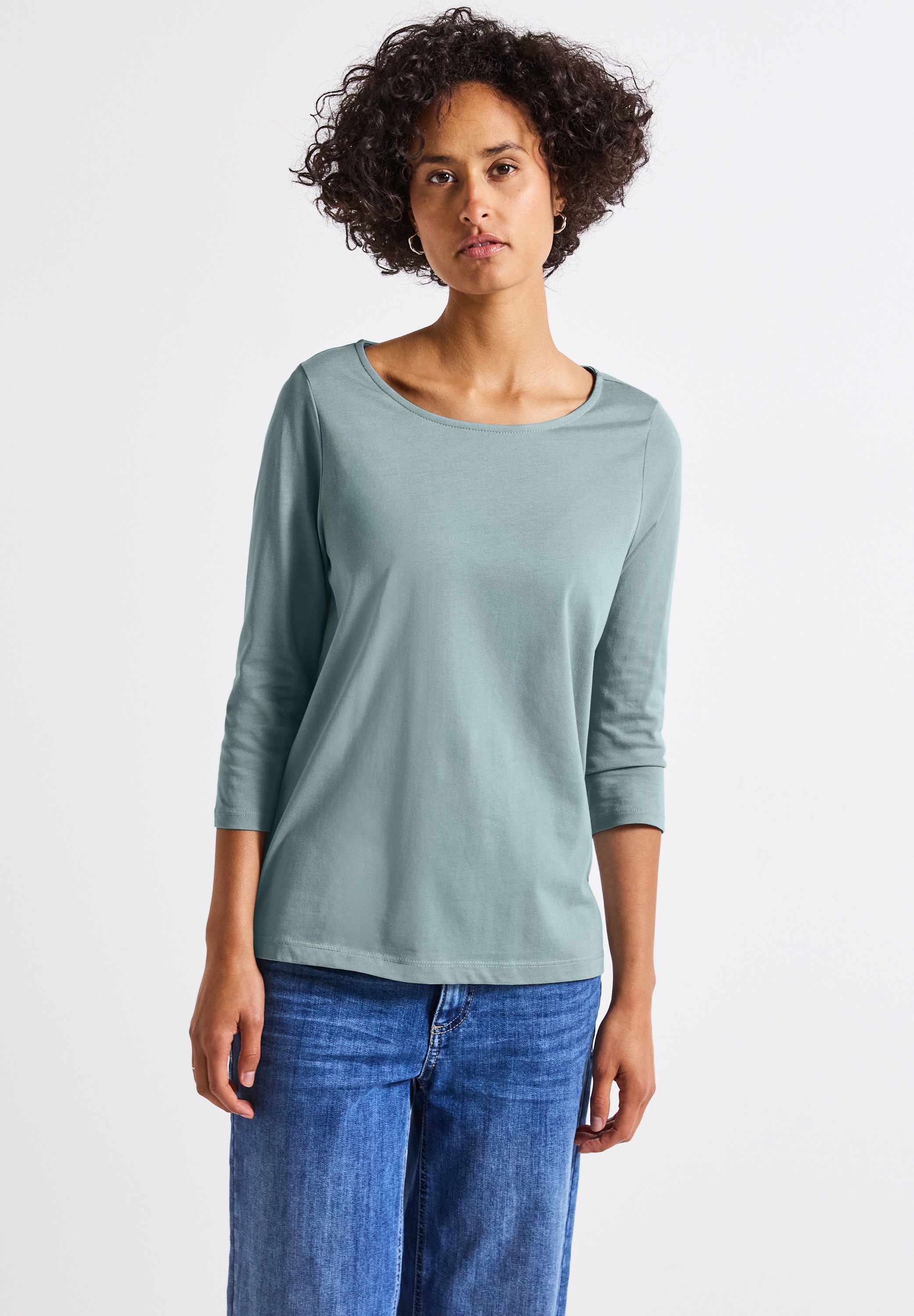 STREET ONE Langarmshirt, aus Baumwolle mit Stretchante günstig online kaufen