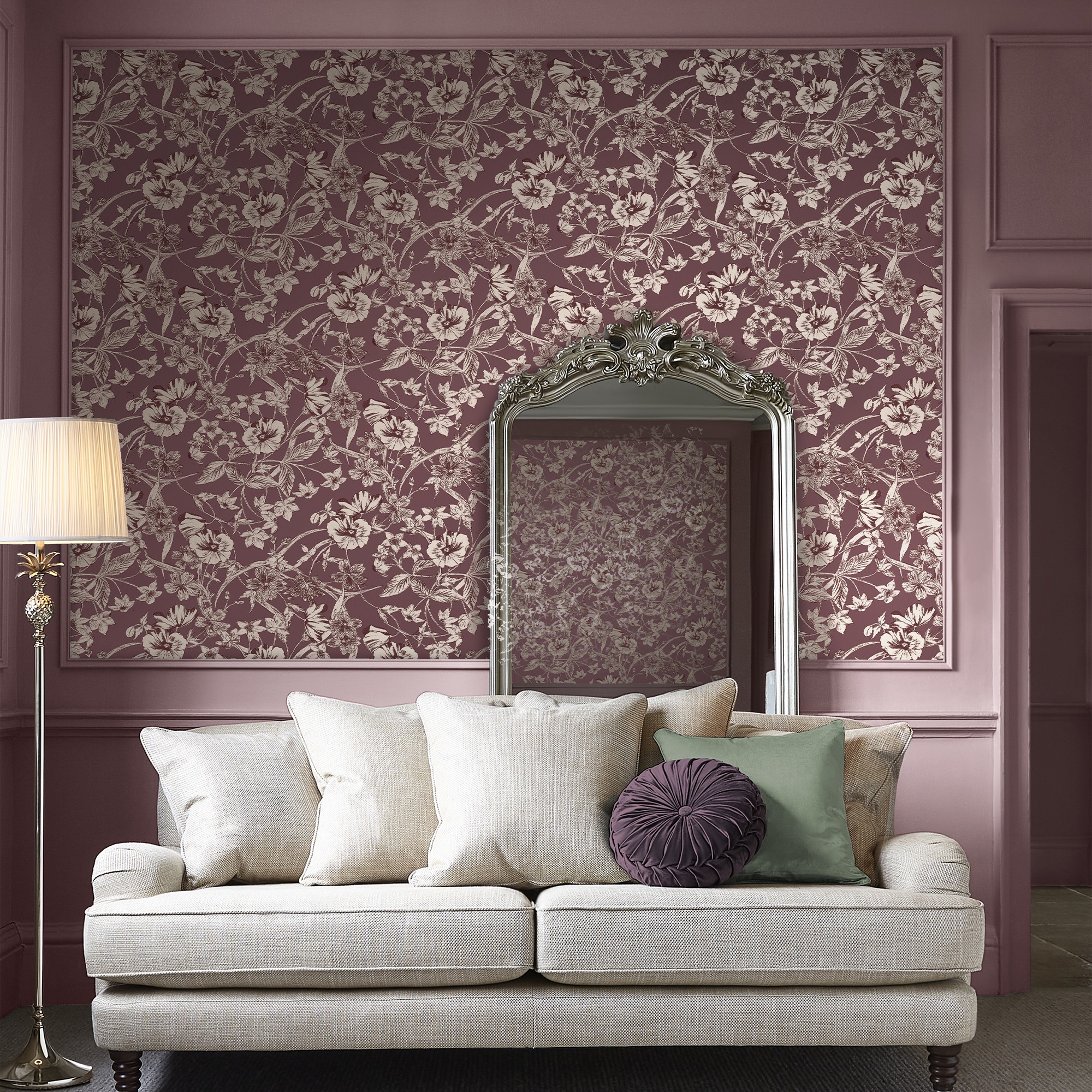 Laura Ashley Vliestapete "Summerhill Blackberry" Geblümt Glatt 10mx52cm (ca. 5m2)
