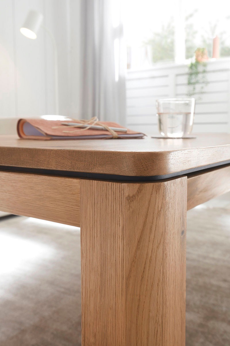 MCA furniture Couchtisch »ZWOLLE mit Stollen 80x80«, Eiche furniert, rechteckig,Schubkasten mit Einteilung, belastbar 30 kg
