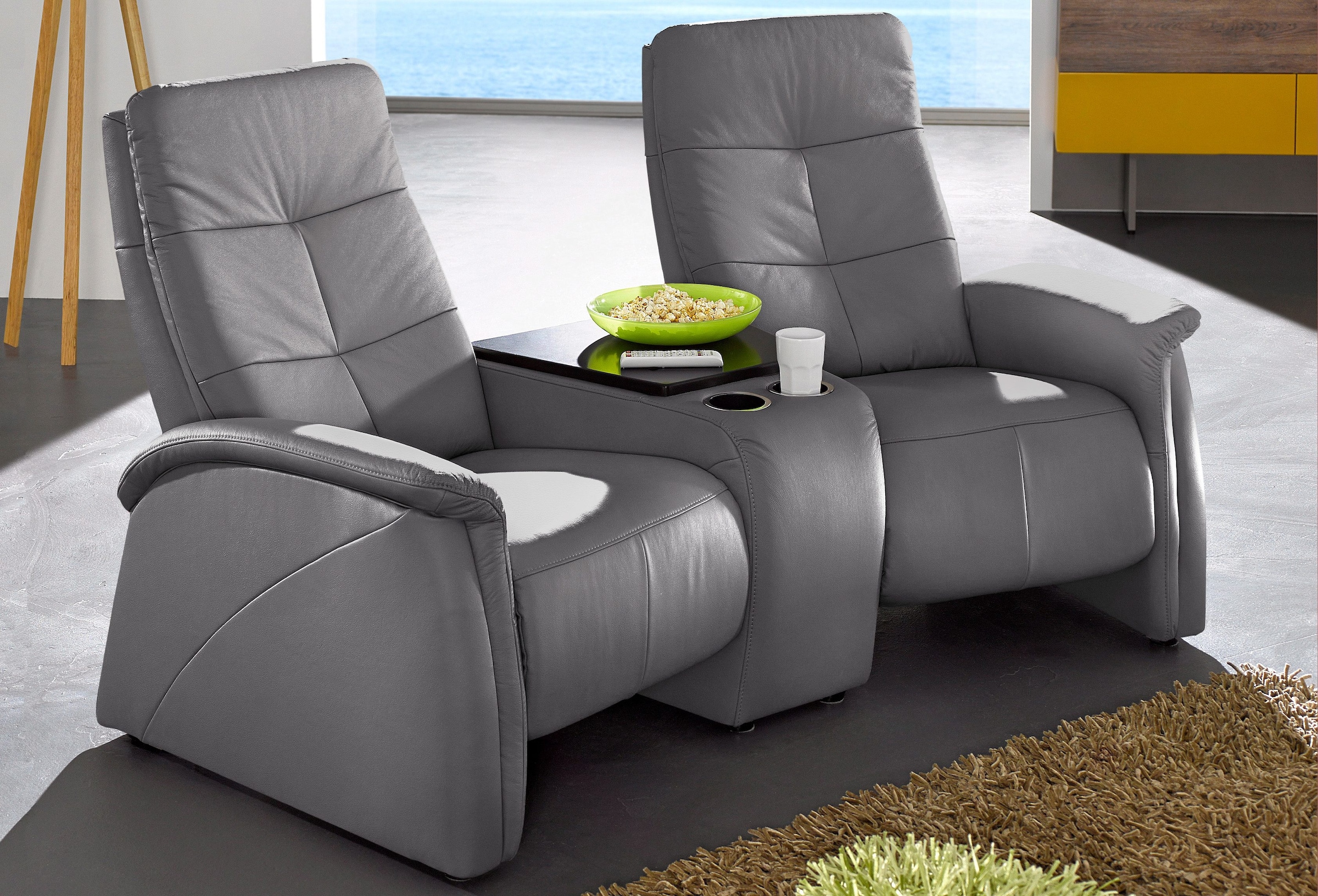 exxpo - sofa fashion 2-Sitzer "Tivoli, Kinosofa, bequem," mit Relaxfunktion, integrierter Tischablage und Stauraumfach