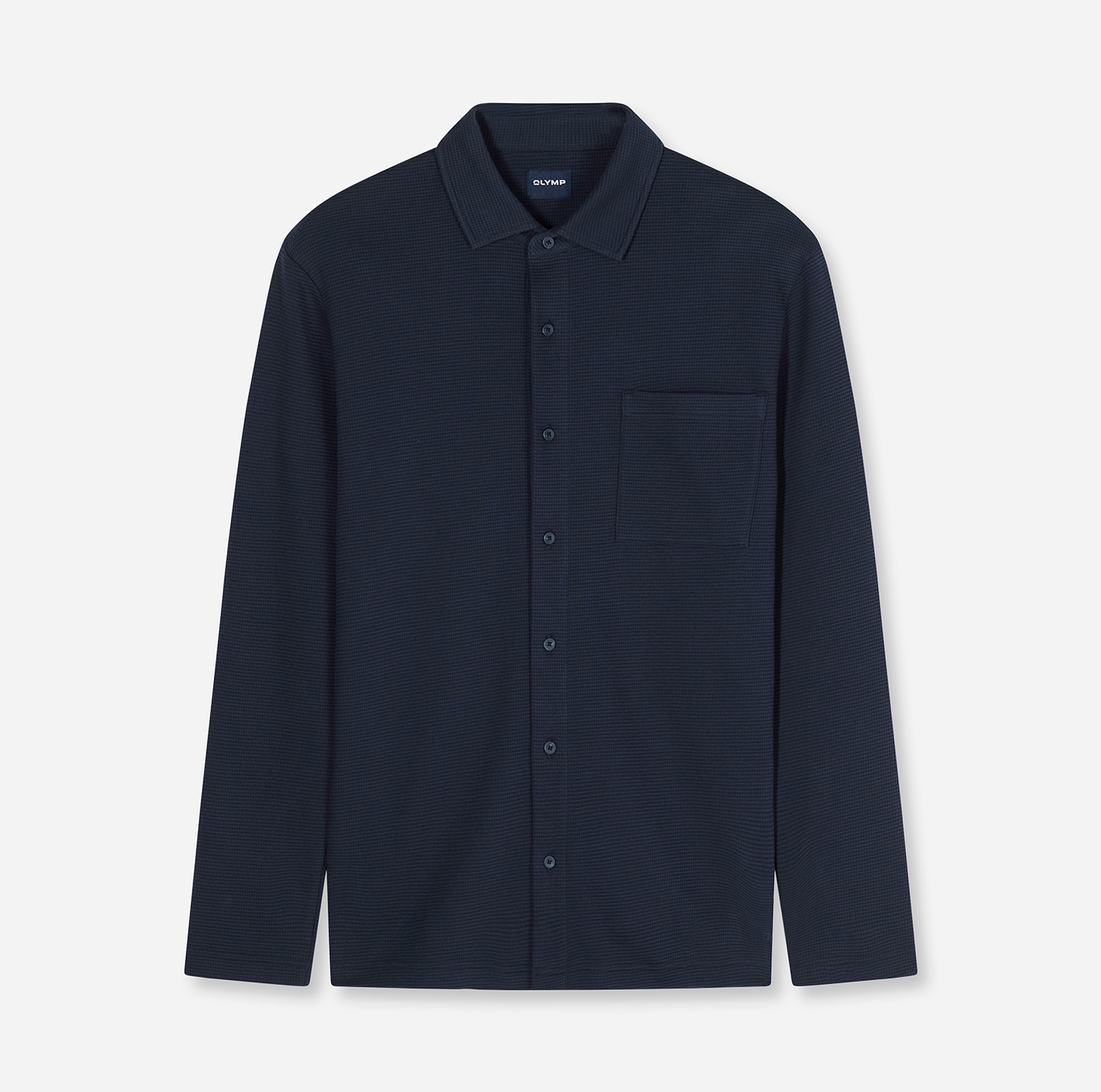 OLYMP Langarm-Poloshirt "Casual" mit Waffle-Struktur