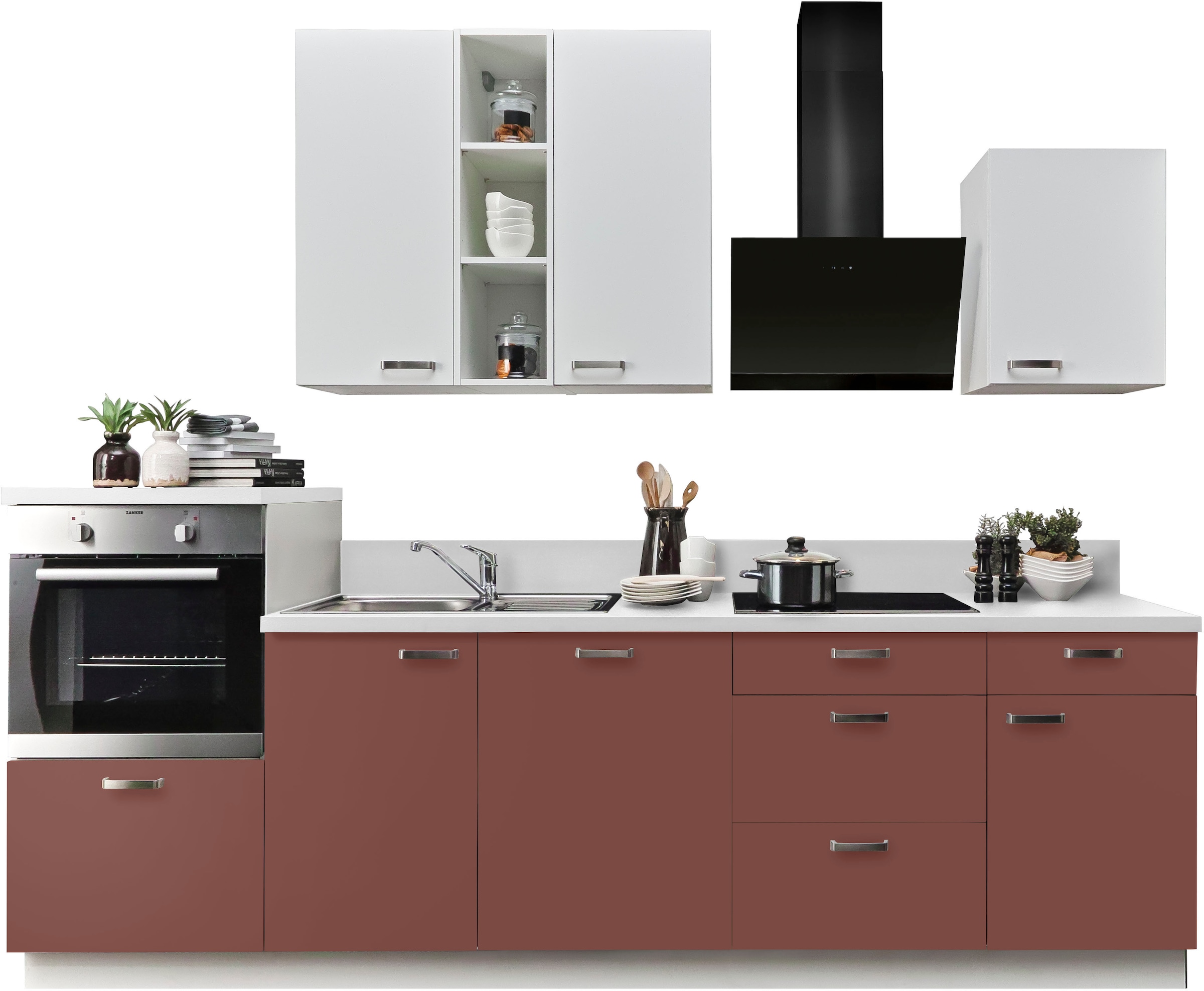 Express Küchen Küchenzeile »Bari«, Soft-Close-Funktion und Vollauszügen, vormontiert, Breite 280 cm