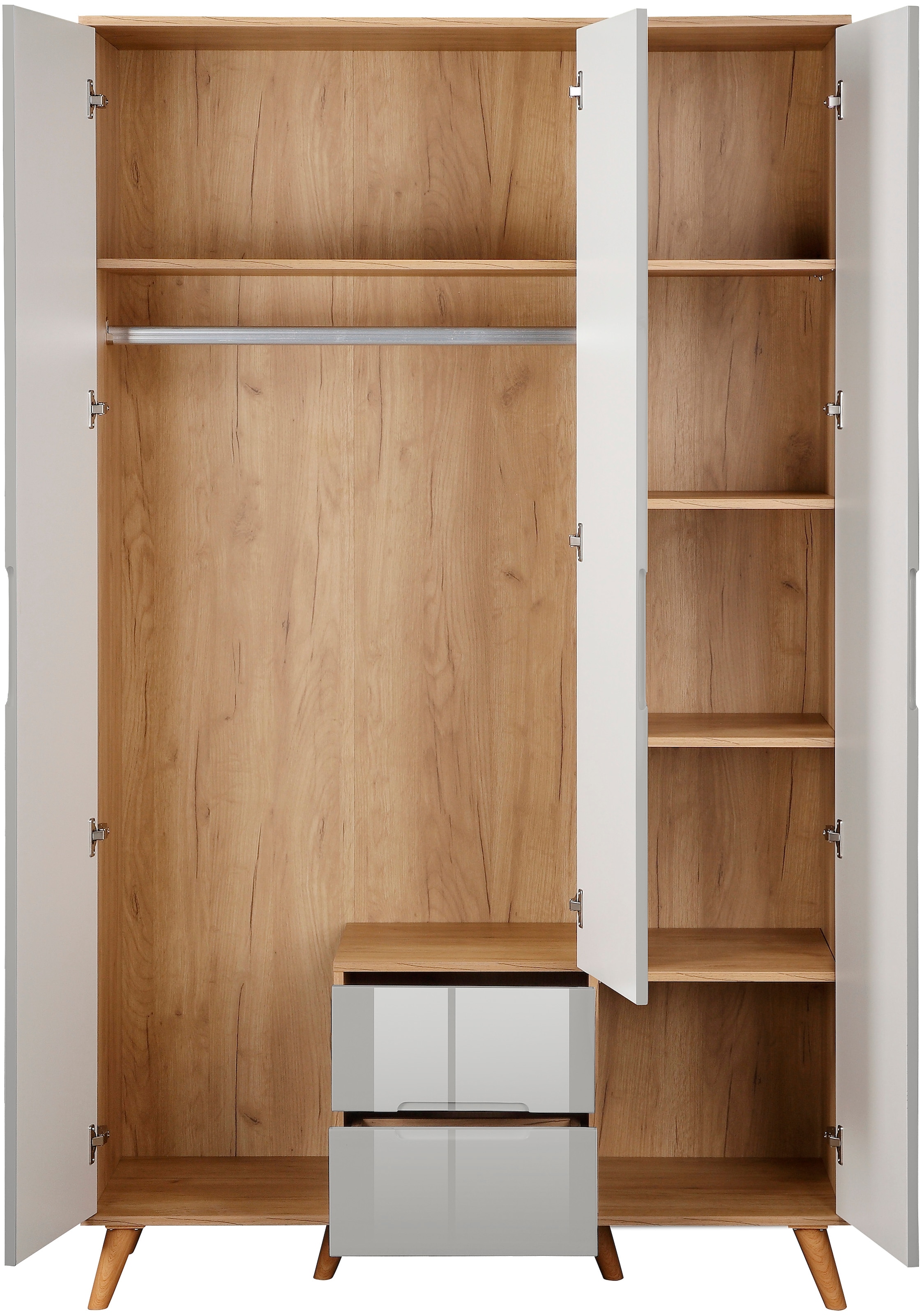 andas Kleiderschrank »Lund Schlafzimmerschrank Bestseller im skandinavischem Design«, Garderobenschrank mit Premium Innenausstattung, Breite 120cm