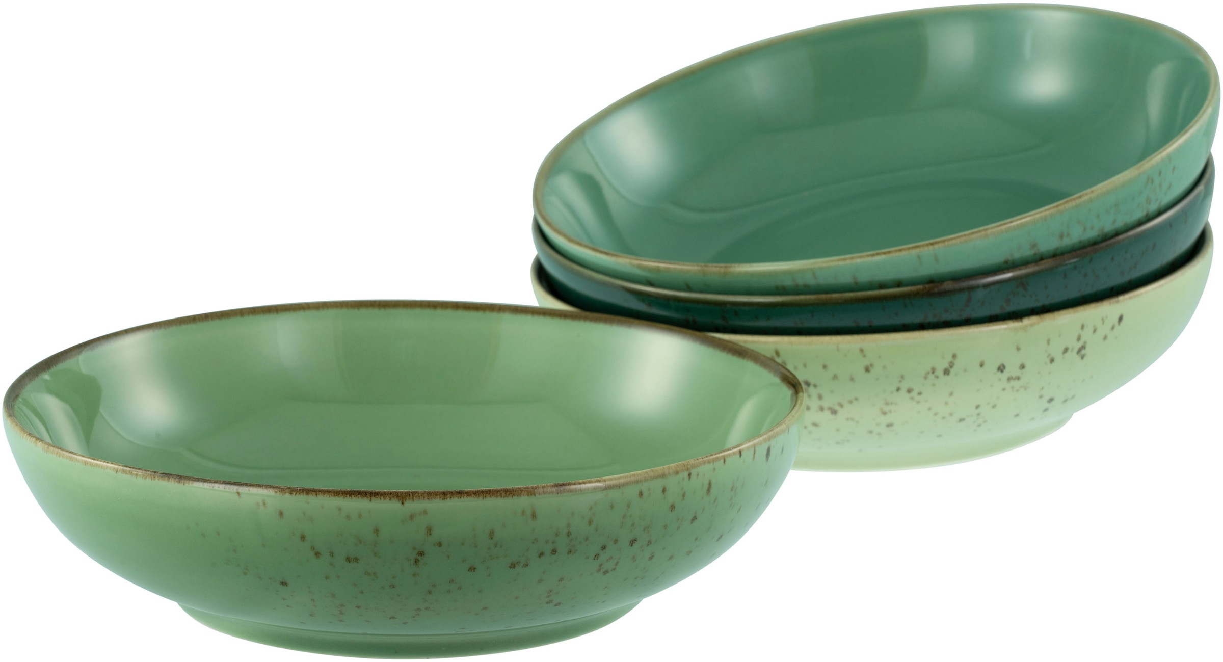 CREATABLE Schale "Nature Collection, Poke Bowl, Ø 22,5 cm, 4-tlg", Ø 22,5cm, grün, Schüsseln, Handwerklicher Look, Vintage, Höhe 6 cm