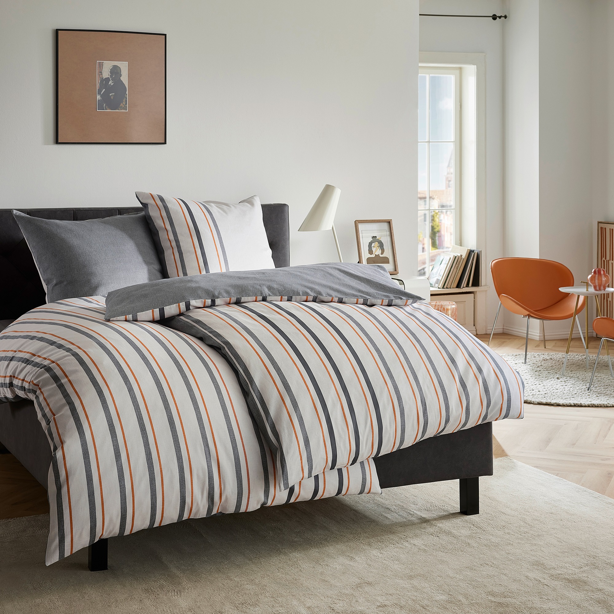 bugatti Bettwäsche "Satinbettwäsche bugatti" 2 Stk. mit edlem Streifen-Desi günstig online kaufen