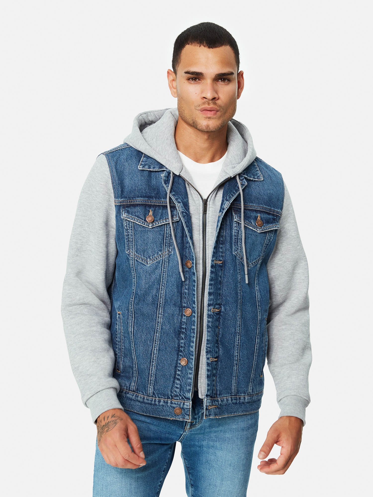 Mavi Jeansjacke »JERRY«, mit Kapuze, Jeansjacke mit Jerseyärmeln