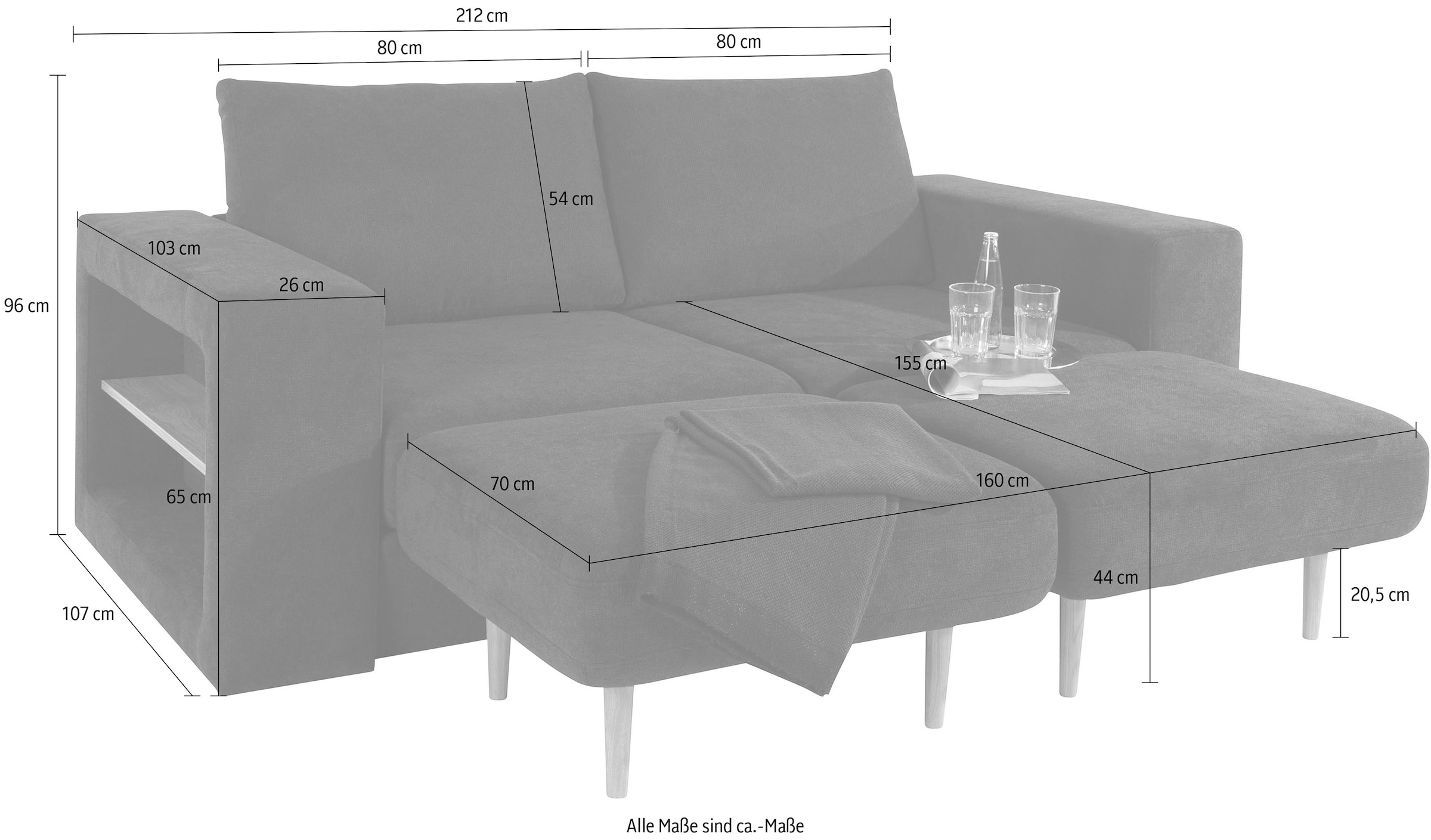 LOOKS by Wolfgang Joop 3-Sitzer »Looksvb«, Verwandlungssofa: aus Sofa wird Sofa mit 2 Hockern, mit Regalfunktion