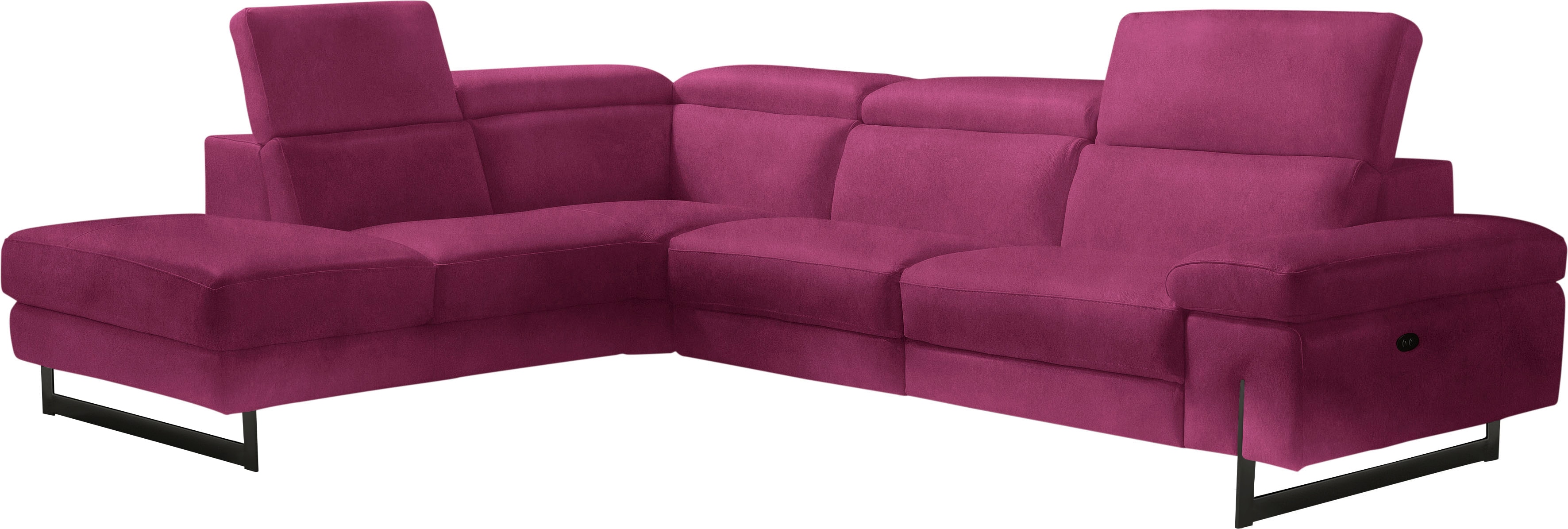 Egoitaliano Ecksofa "Candice, elegant, edel und bequem, erstklassiger Sitzkomfort, L-Form" inkl. 2 elektrischer Relaxfunktionen, Bedienung über Taste an Armlehne