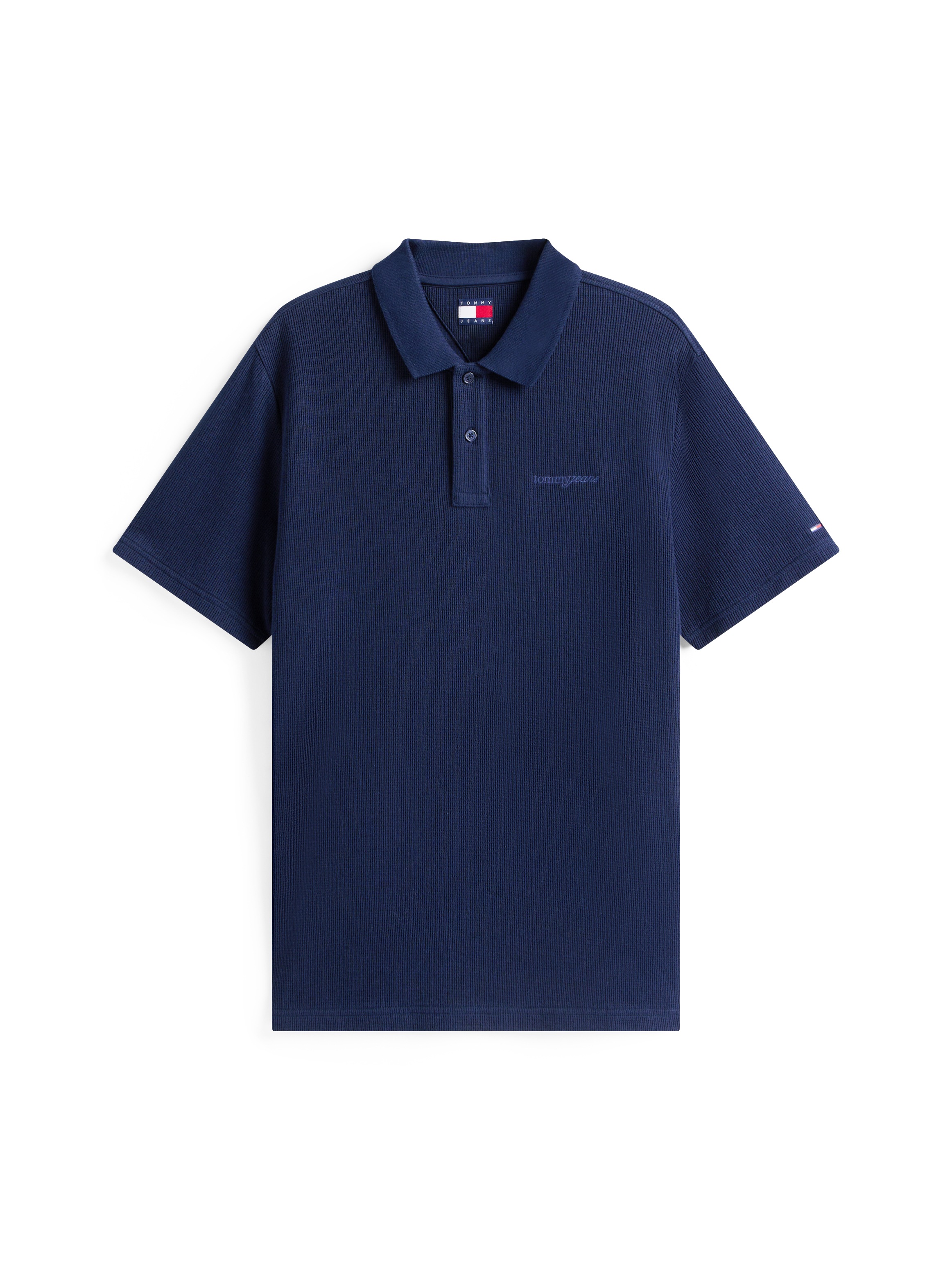 Poloshirt TOMMY JEANS "TJM WAFFLE SCRIPT", Herren, Gr. XL, schwarz night navy, Jersey, Obermaterial: 100% Baumwolle, regular fit normal, Shirts, regular fit, mit Struktur, Polokragen 3