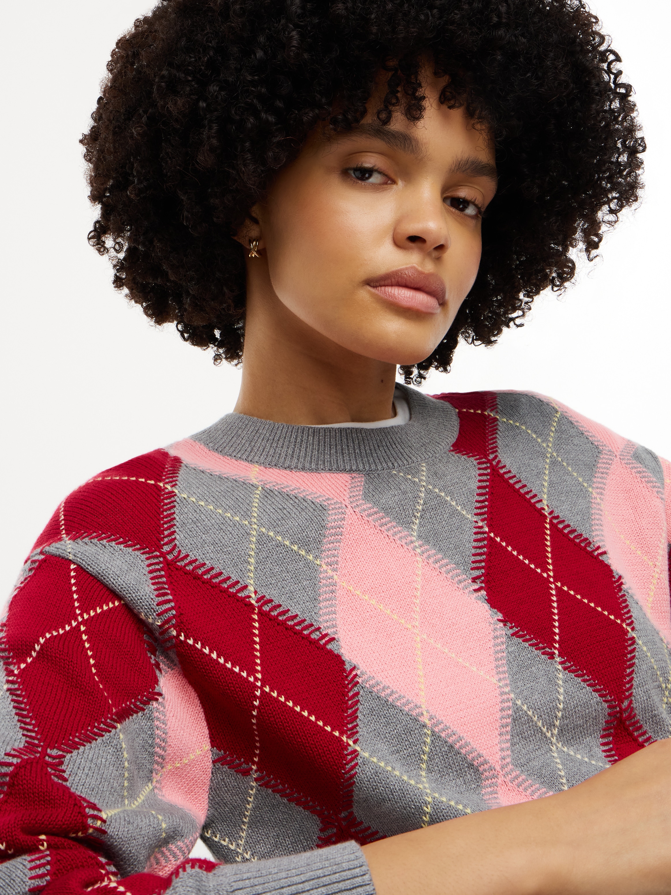 Tommy Hilfiger Strickpullover »ARGYLE PREP C-NK SWT« Baumwolle, Argyle Strickmuster