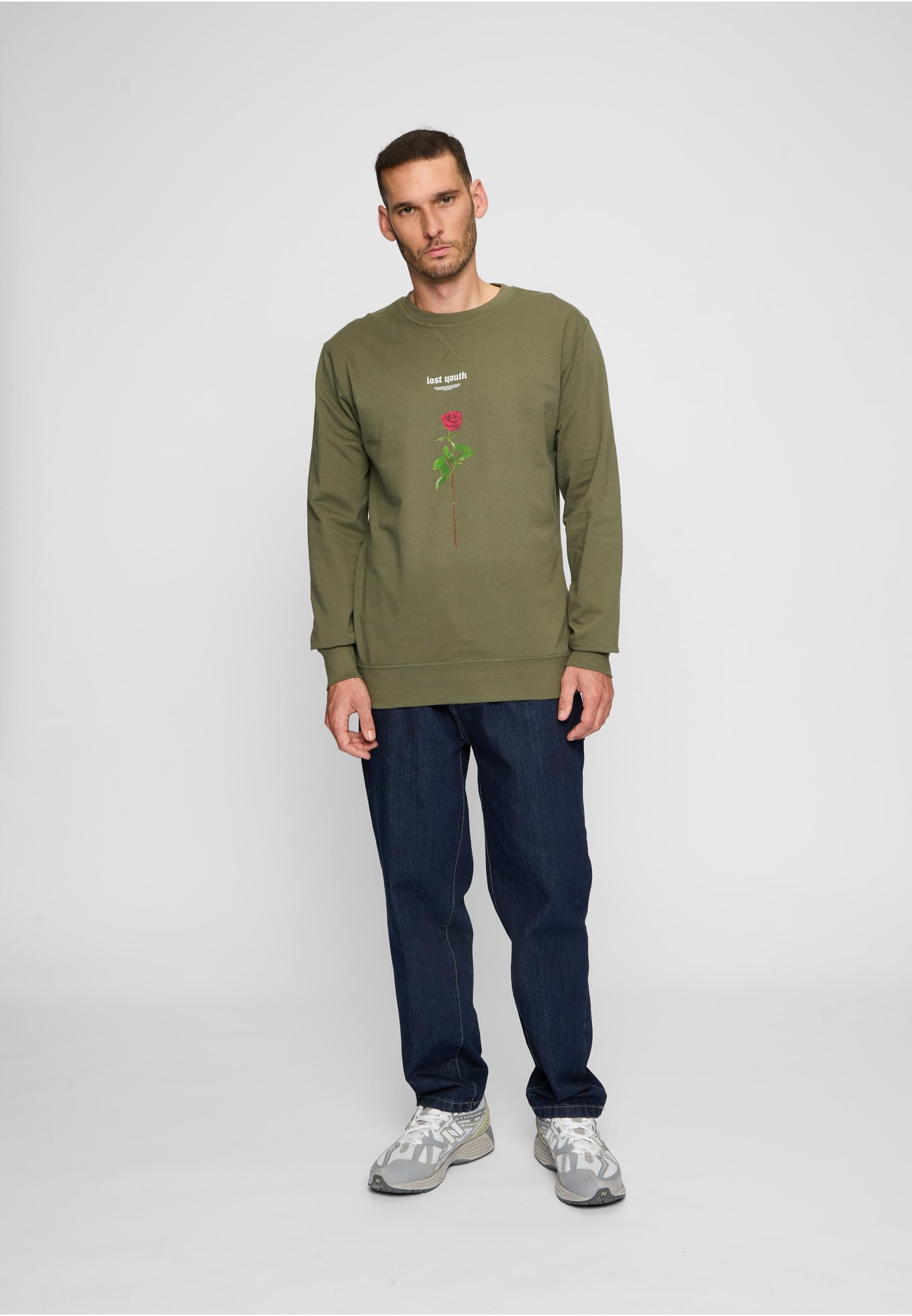 MisterTee Rundhalspullover »MisterTee Herren Lost Youth Rose Crewneck«, (1 tlg.)