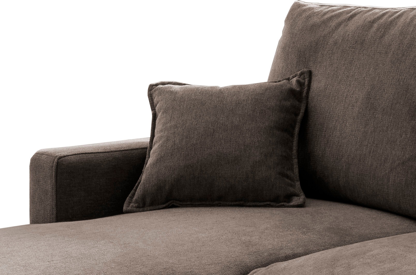 INOSIGN Ecksofa »Valentina L-Form«, 2 Zierkissen, mit Seitentasche, ausziehbarer Liegefläche, Bettkasten