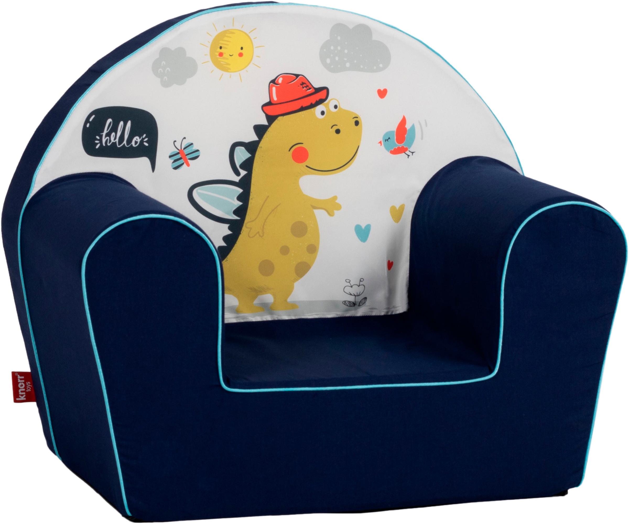 KNORRTOYS Kinder Sessel "Lovely dino", Baumwolle, B/H/T: 51cm x 42cm x 34cm, grün, B:51cm H:42cm T:34cm, Sessel, für Kinder; Made in Europe