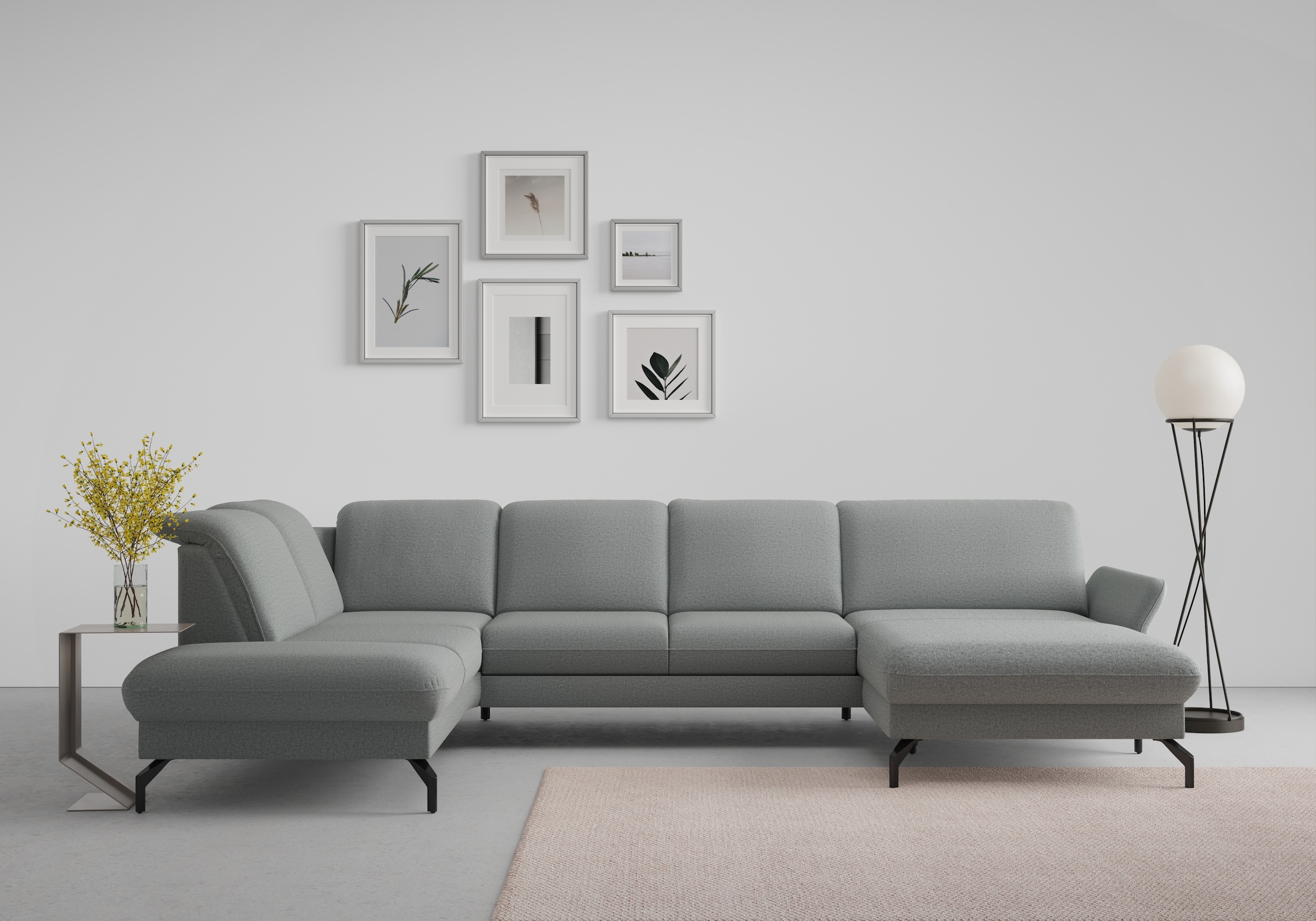 Wohnlandschaft SIT & MORE, B:338cm H:84cm T:207cm, grau, Sofas, "Fashion U-Form", wahlweise mit Kopfteilverstellung, Vorziehsitz, motorisch,