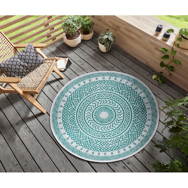 NORTHRUGS Teppich »Giro«, rund, Flachgewebe Mandala Design, gekettelt,  Robust, Pflegeleicht auf Rechnung | BAUR