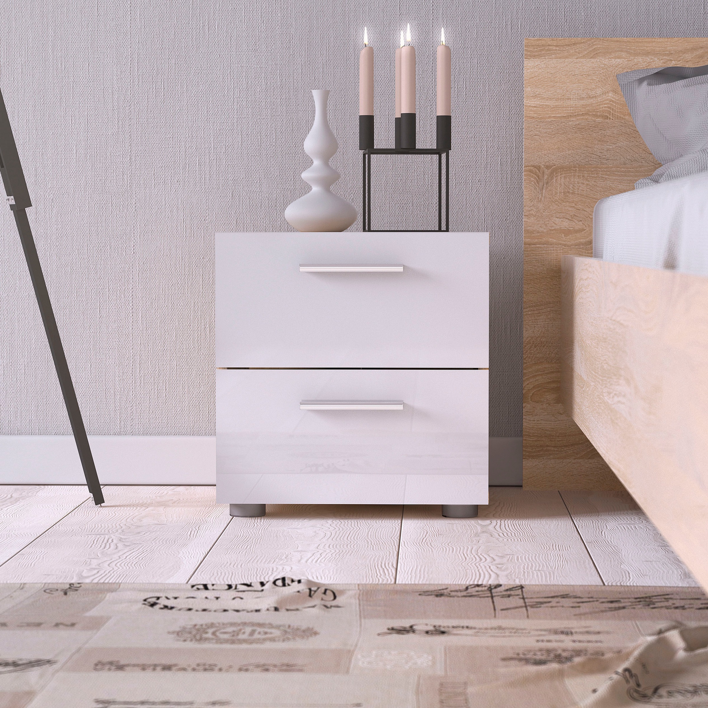 Home affaire Nachtkommode "Pepe, Nachttisch, Nachtschrank, Beistelltisch," mit 2 Schubläden, Breite 40, Höhe 42 cm