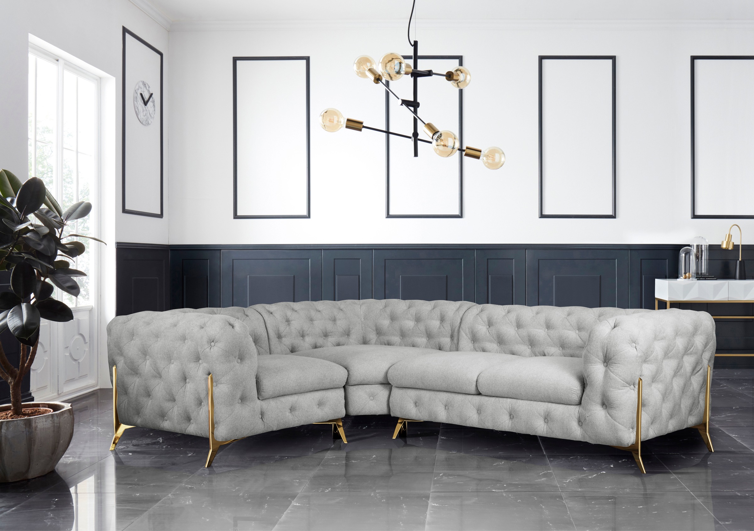 Home affaire Chesterfield-Sofa "Amaury L-Form" moderne Chersterfield-Optik, günstig online kaufen