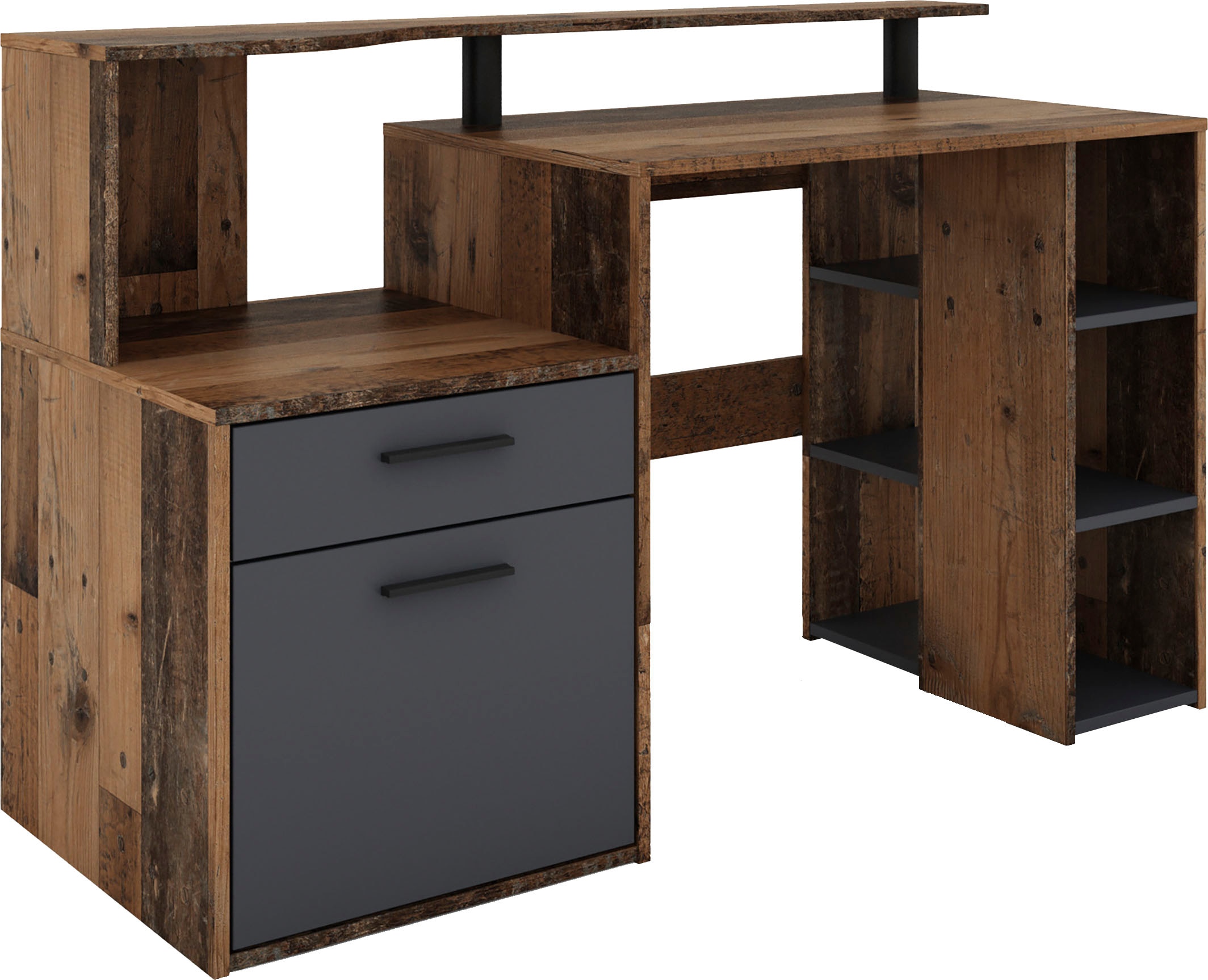 OTTO home Schreibtisch "Luton" Breite 140 cm, Regal-Schreibtisch mit viel Stauraum