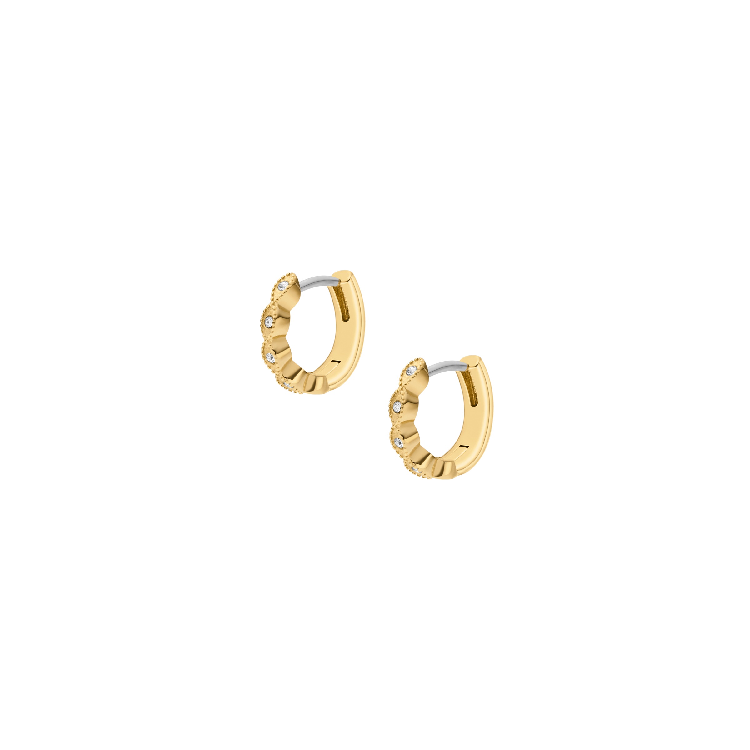 Paar Creolen FOSSIL "Schmuck Geschenk Edelstahl ELLIS", gold (gelbgoldfarben, edelstahlfarben), Ohrringe, Damen, 15mm, Edelstahl 3