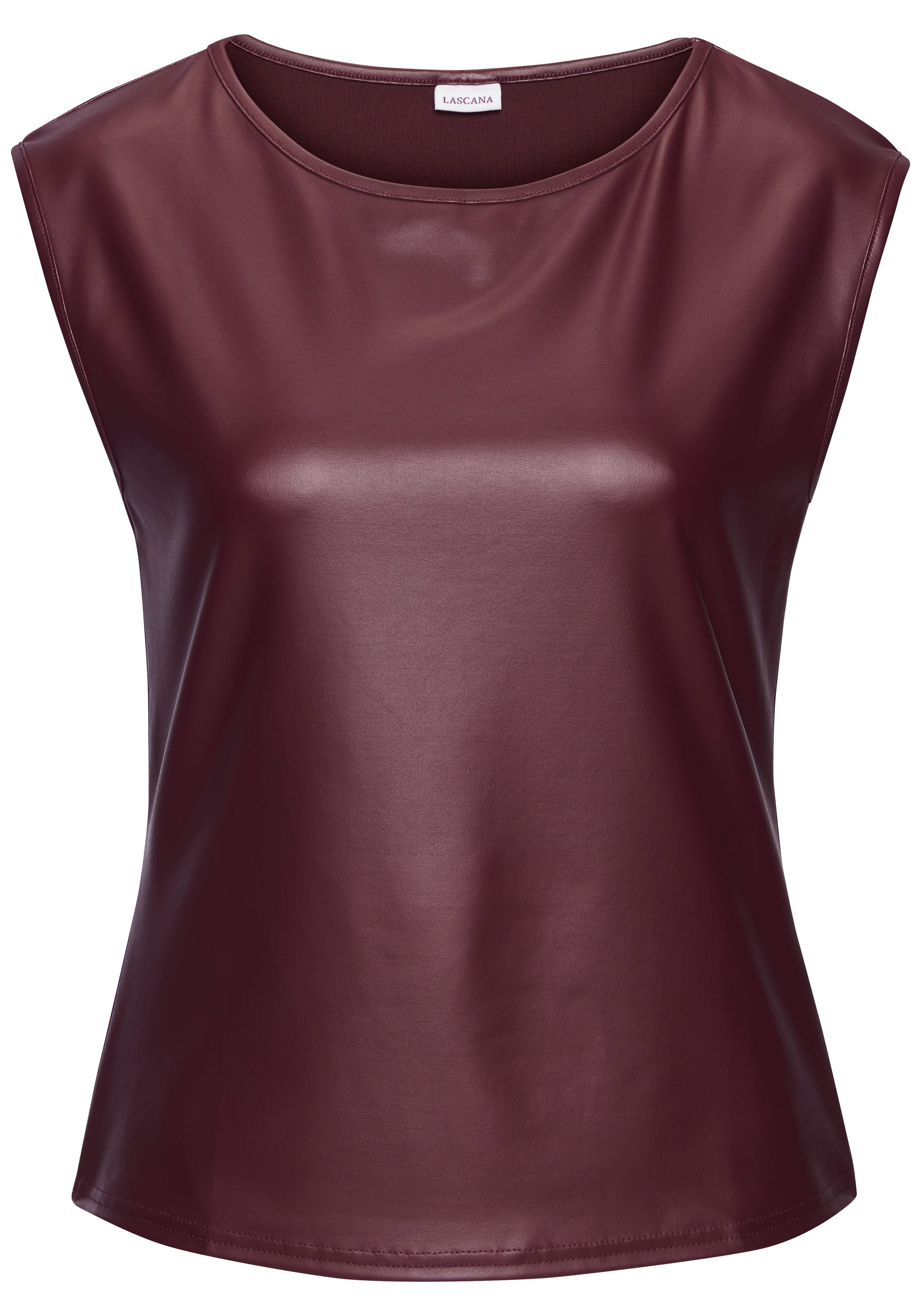 LASCANA Rundhalsshirt aus Lederimitat, Partytop günstig online kaufen