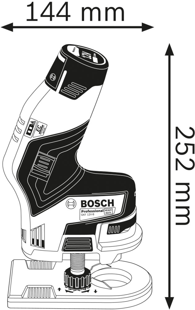 Bosch Professional Akku-Fräse »»GKF 12V-8««, Inkl. 2x Akku 3,0Ah und Schnellladegerät GAL 12V-40, in L-BOXX