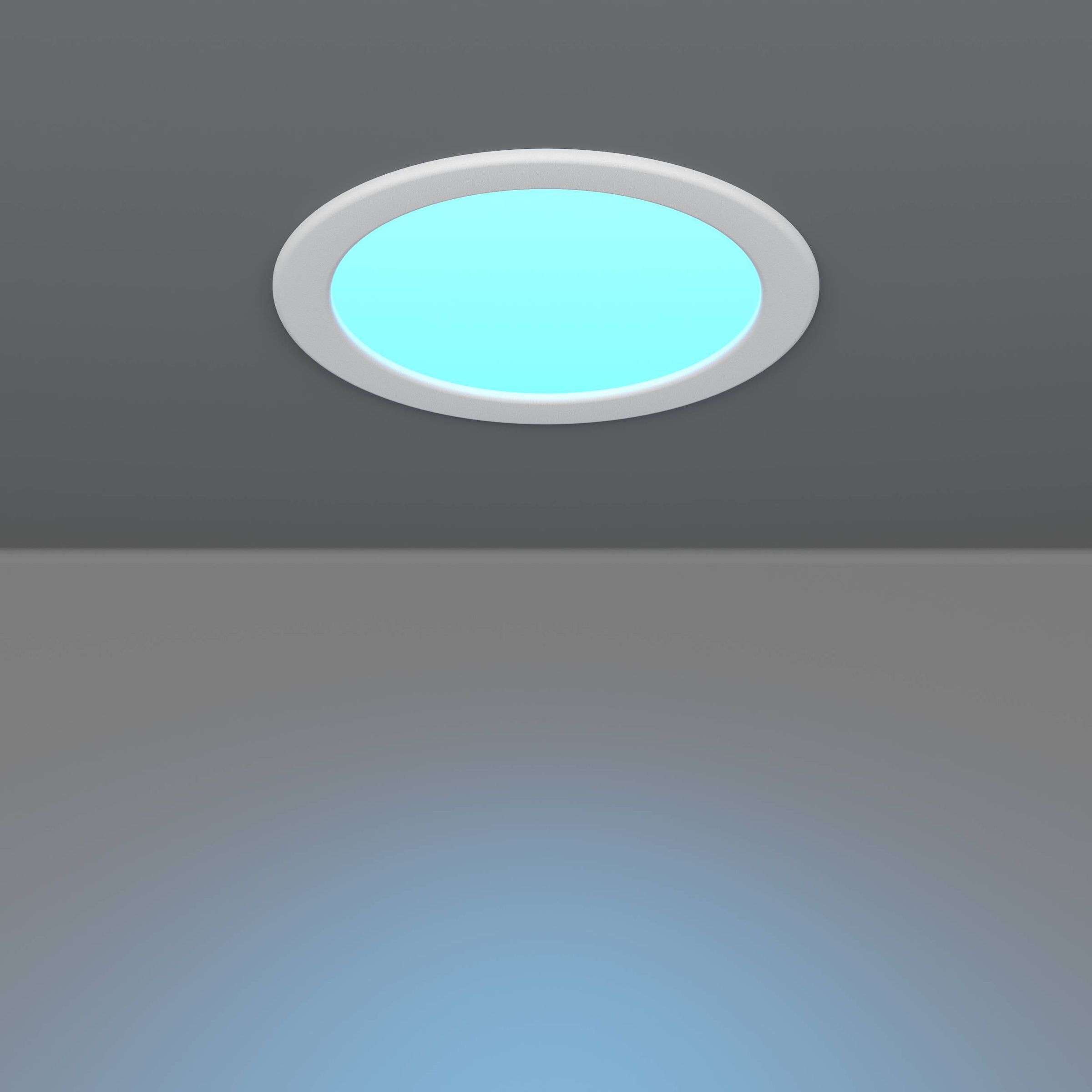 EGLO Einbauleuchte »Fueva 6-Z Deckenlampe, ZigBee, App und Sprachsteuerung, Badlampe, IP44« LED-Modul 1 Stk. Kaltweiß | RGB Einbauleuchte - Ø16,8 x ET40 cm - weiß - 9,5W inkl.