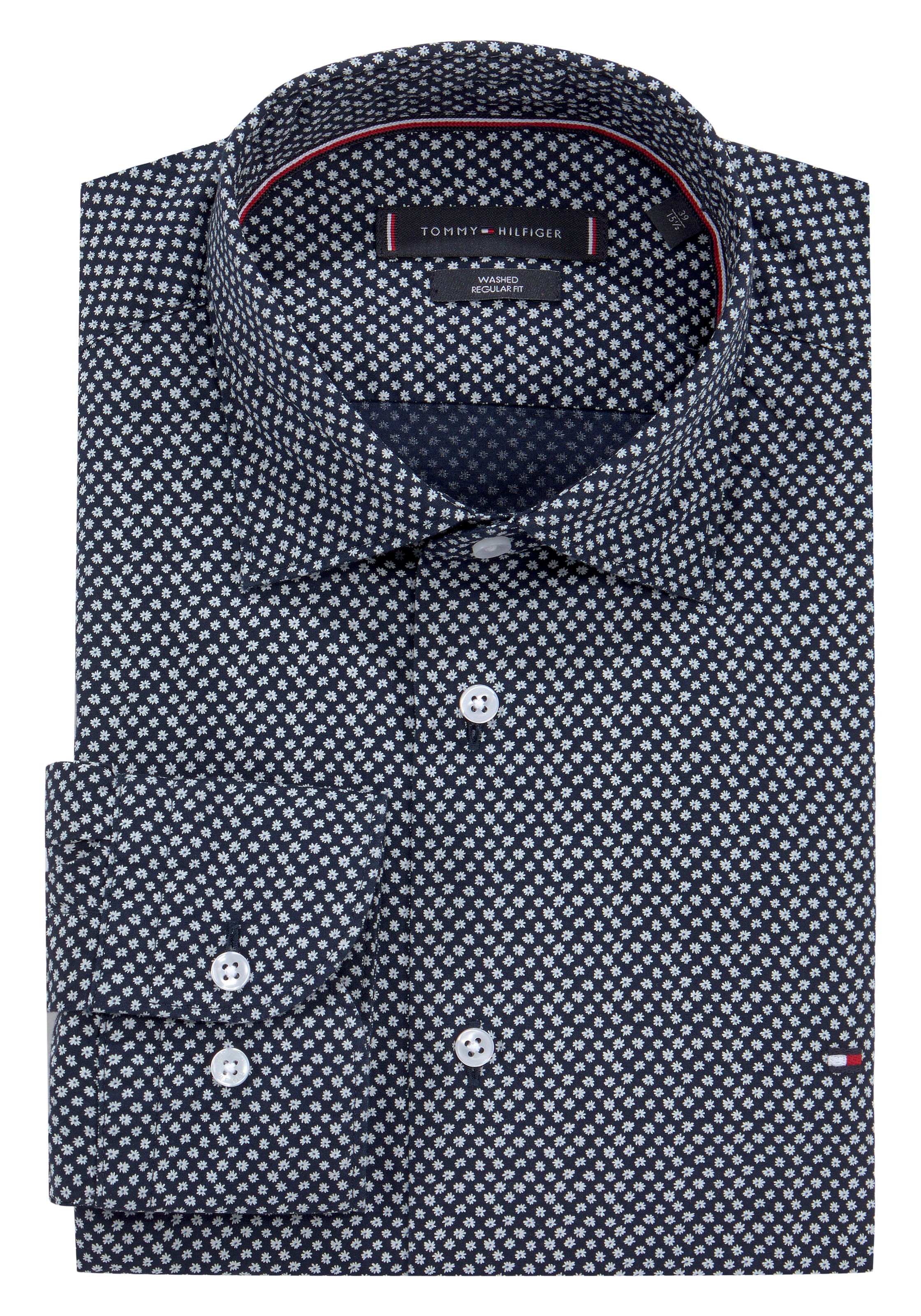 Tommy Hilfiger TAILORED Businesshemd »CL-W DANDELION PRINT RF SHIRT«, mit Tommy Hilfiger Logo-Flag auf der Brust