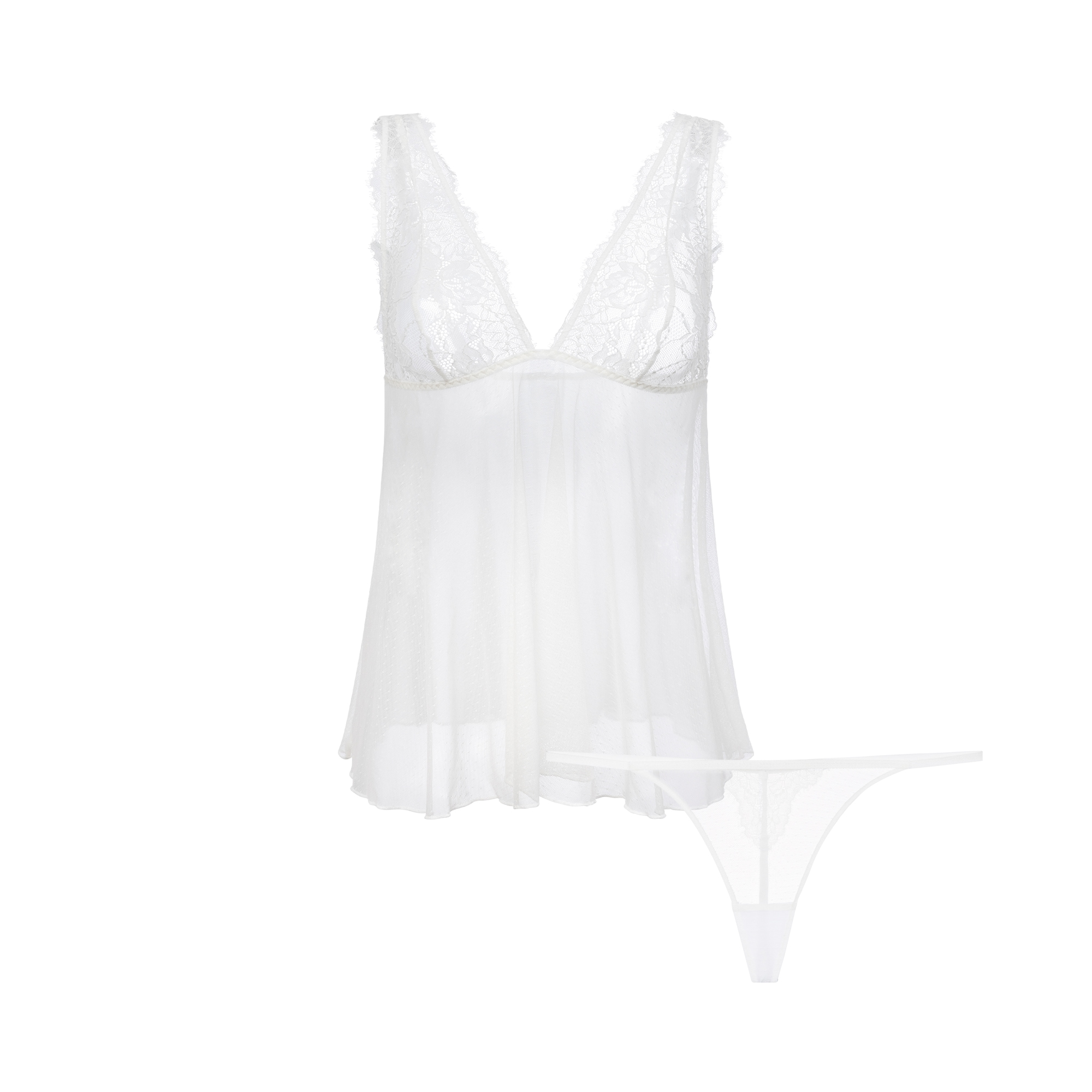 Dorina Babydollkleid "Tara" 2 tlg., Ohne Taschen mit Spitzendetails günstig online kaufen