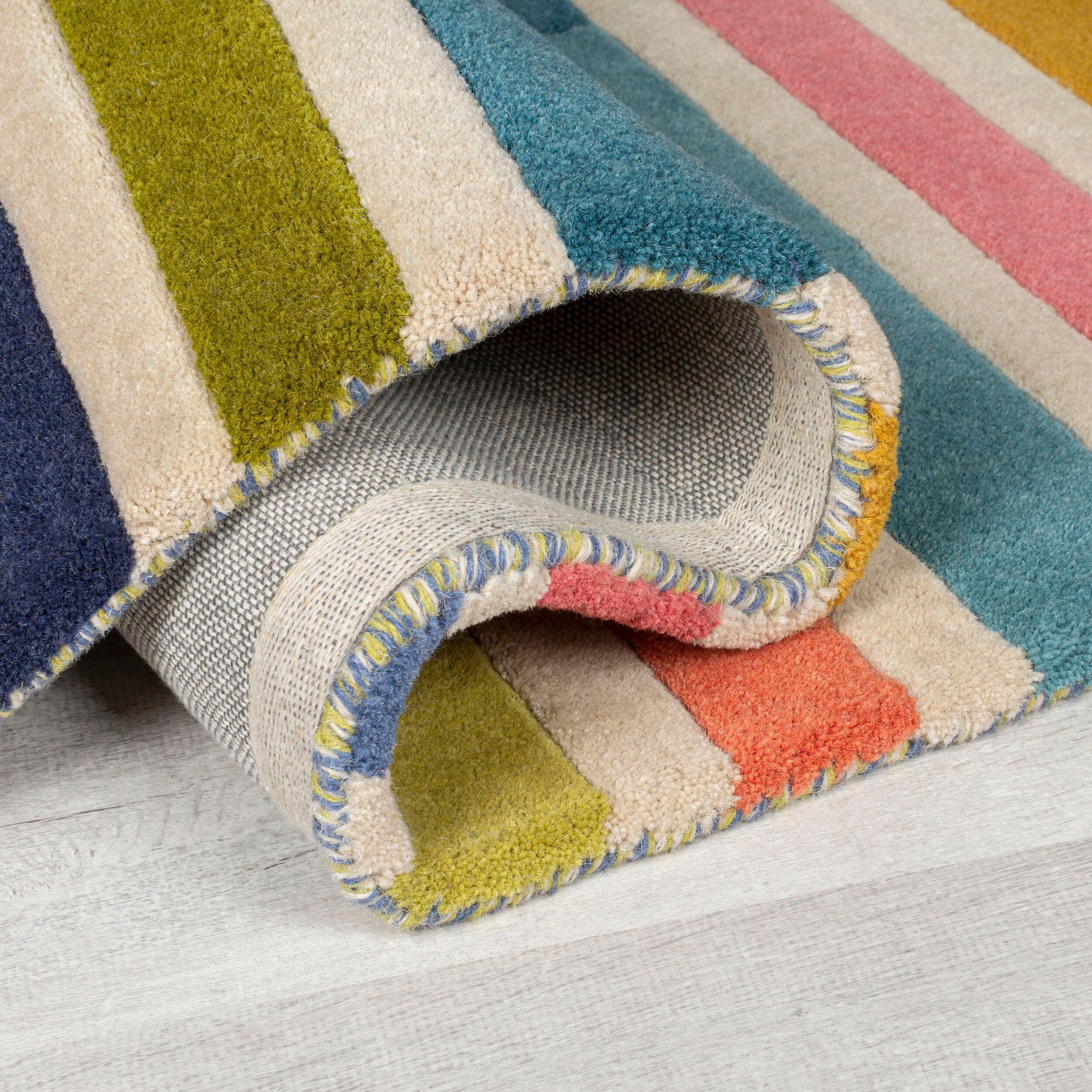 FLAIR RUGS Wollteppich »Piano«, rechteckig, 10 mm Höhe, gestreift, rechteckig