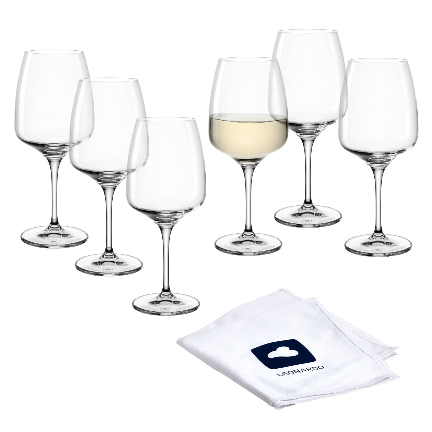 Weißweinglas »6 Weingläser CESTI + Poliertuch«, (Set, 7 tlg.), 6 Weißwein-Gläser mit...