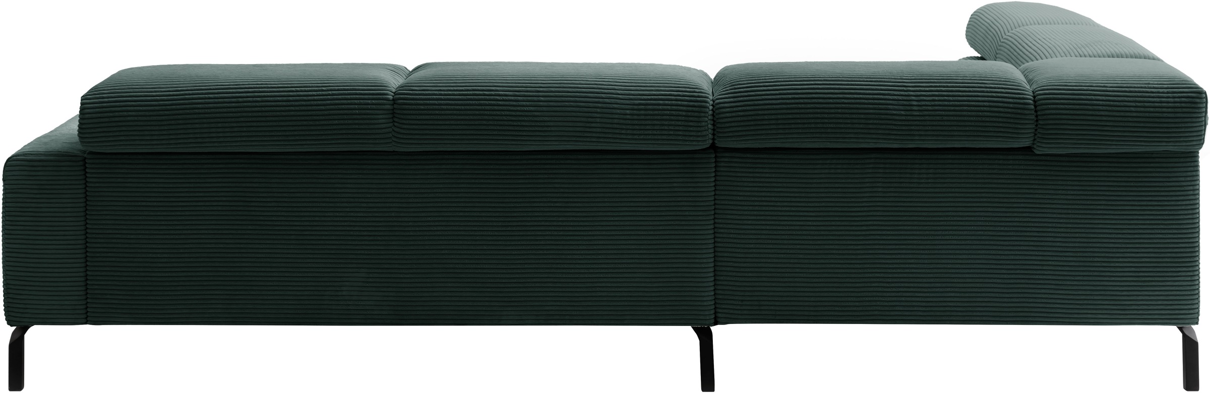 Places of Style Ecksofa »Antonelli, L-Form, inkl. Kopfteilverstellung, Breite 276 cm«, mit elektrischer Sitztiefenverstellung, in Cord, grün
