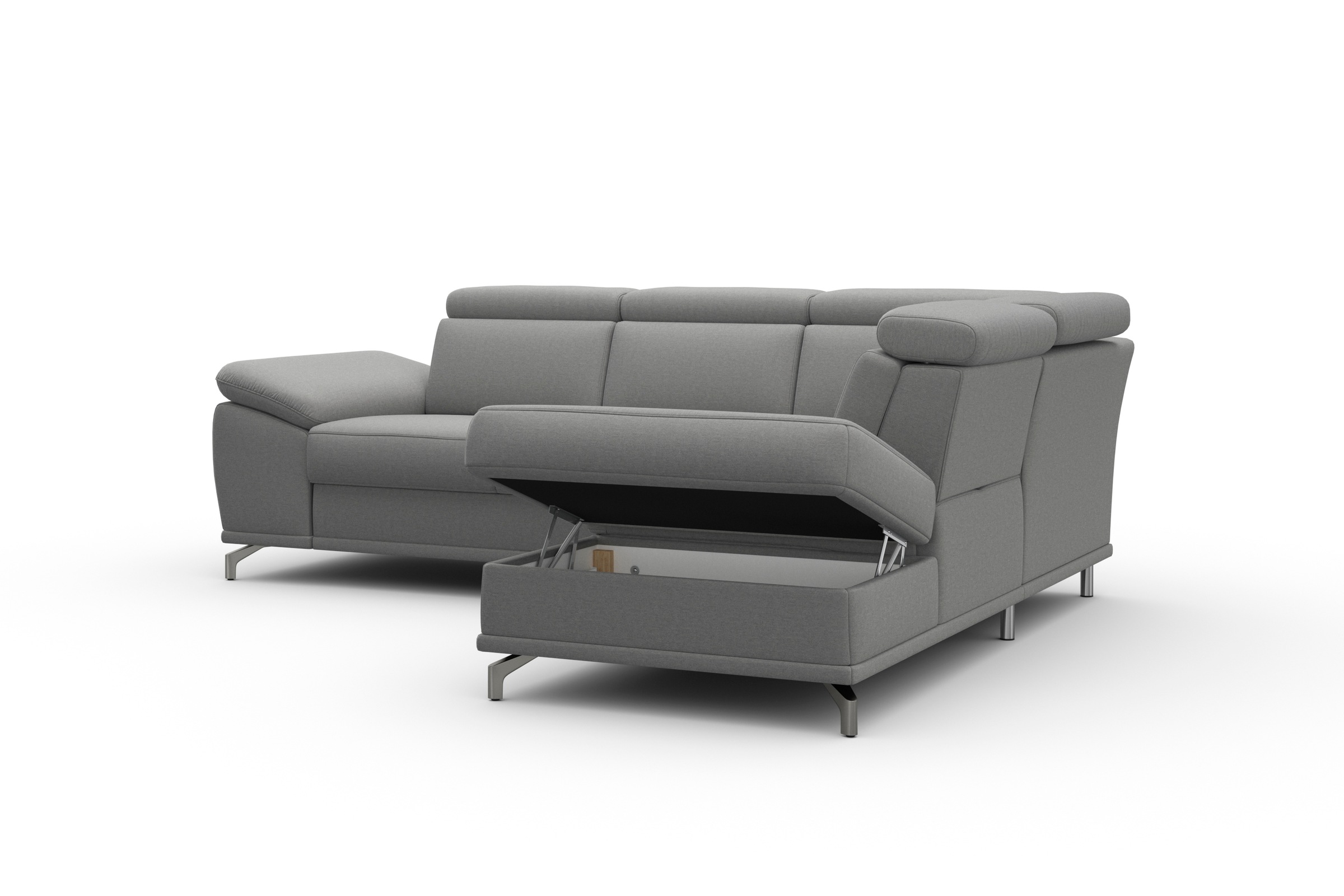 sit&more Ecksofa »Cabrio L-Form, mit Sitztiefenverstellung, Arm- und Kopfteilverstellung«, 3 Nierenkissen, Federkern, optional Bettfunktion und Stauraum