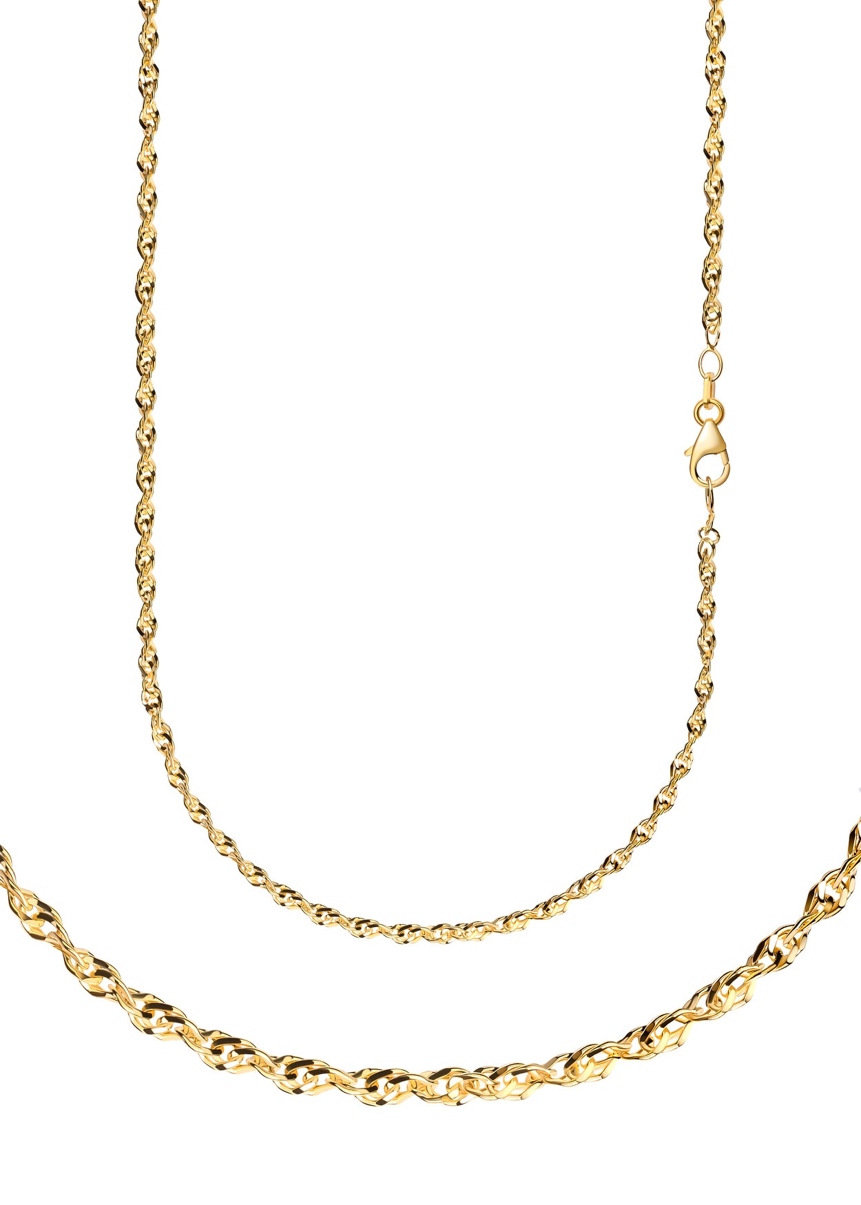 FIRETTI Damen Collierkettchen "Schmuck Geschenk Gold 333 oder 585 Halskette Singapurkette diamantiert", 50, Gelbgold 333, B: 2,4mm, gold, Gelbgold